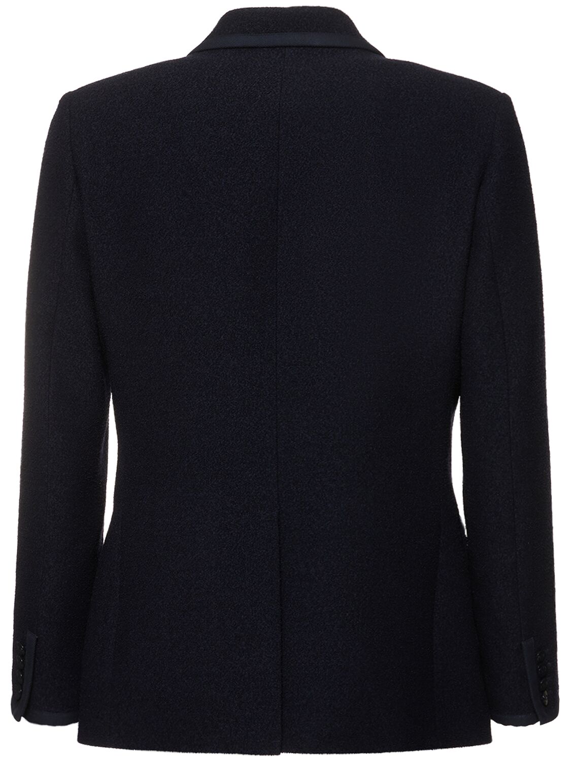 Shop Valentino Double Breast Tweed Blazer In Navy