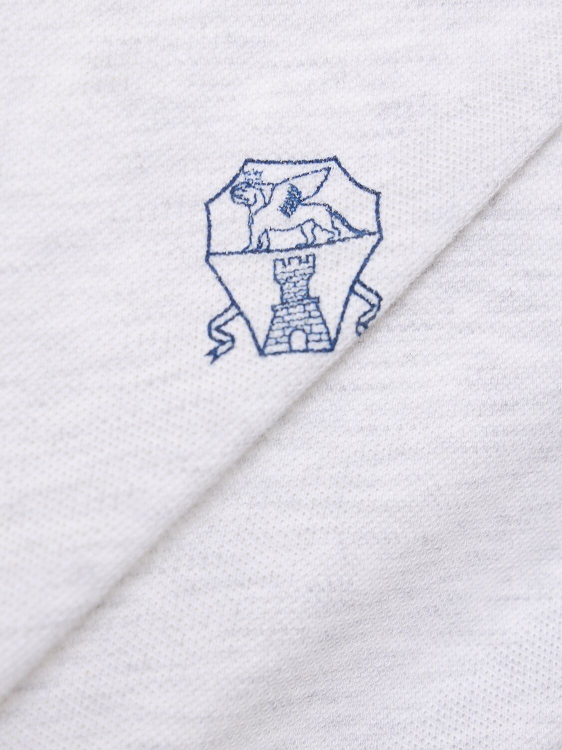 Shop Brunello Cucinelli Cotton Piquet Logo Polo In Pearl Grey