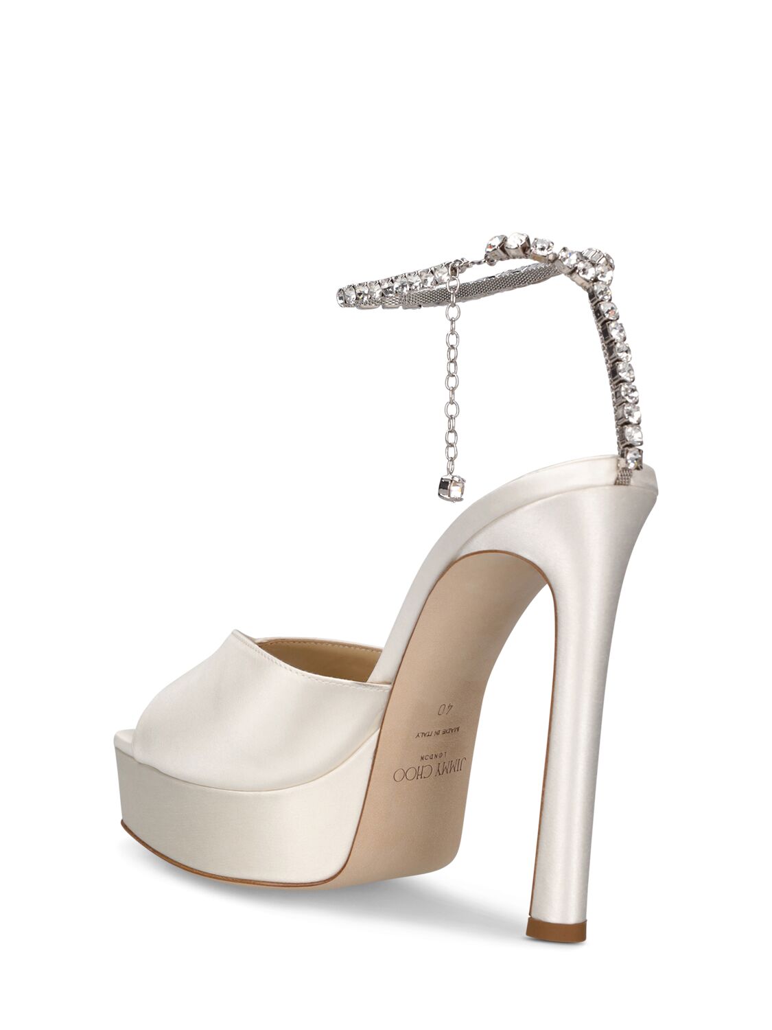 Shop Jimmy Choo 125mm Saeda Satin Sandals In Ivory