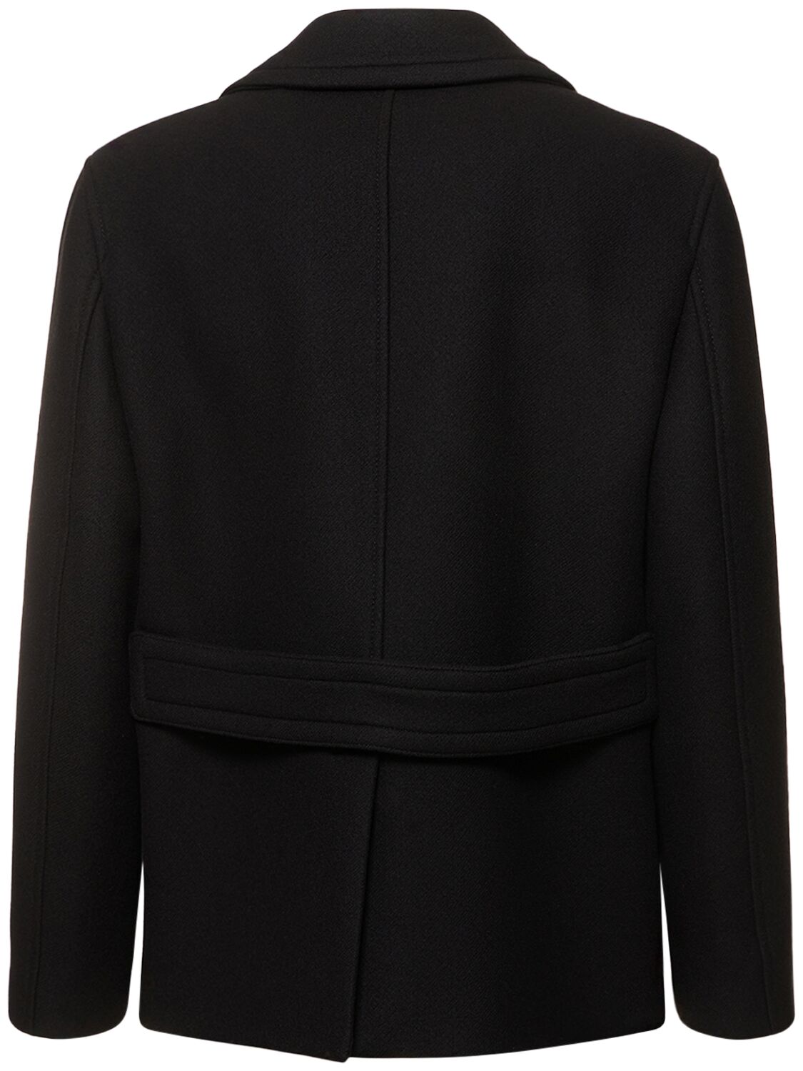 Shop Valentino Double Wool Peacoat In Black