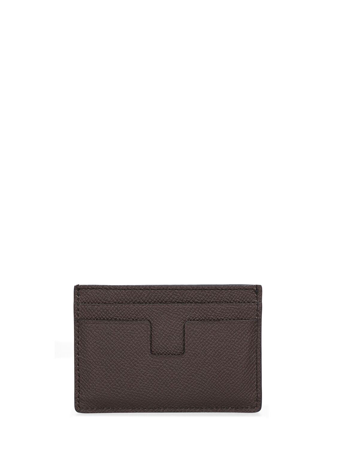 Shop Tom Ford Small Grain Saffiano Leather Card Case In Chocolate
