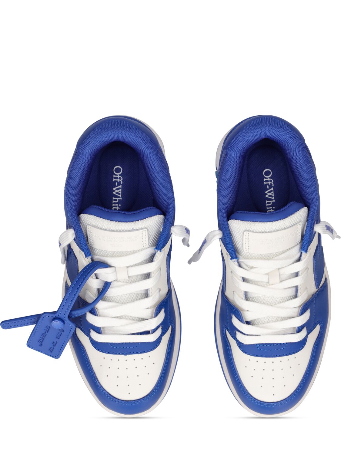 Shop Off-white Vulcanized Leather Lace-up Sneakers In 화이트,블루