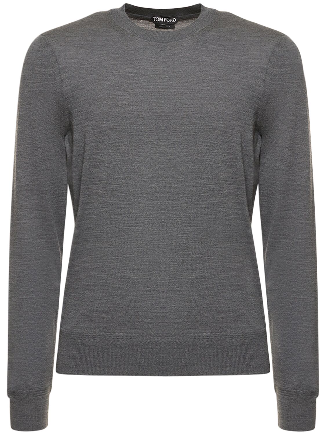 Tom Ford Fine Gauge Wool Knit Crewneck Sweater In Light Charcoal