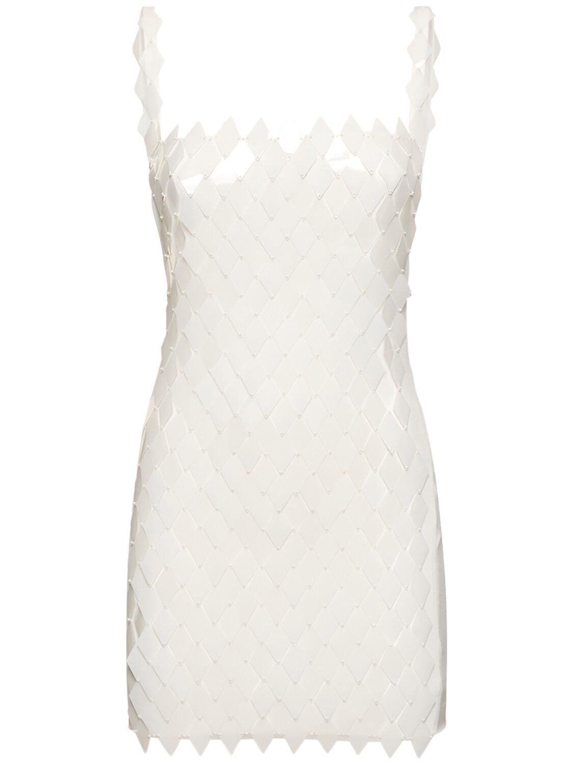 Shop Attico Rue Sequined Sleeveless Mini Dress In Ivory
