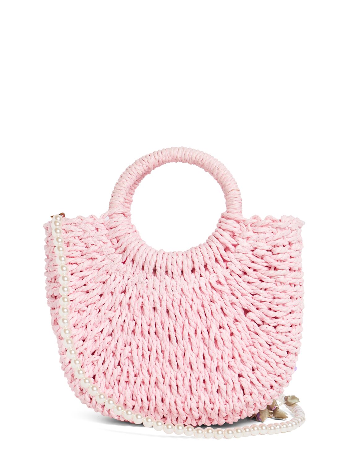 Shop Monnalisa Raffia Shoulder Bag In Pink
