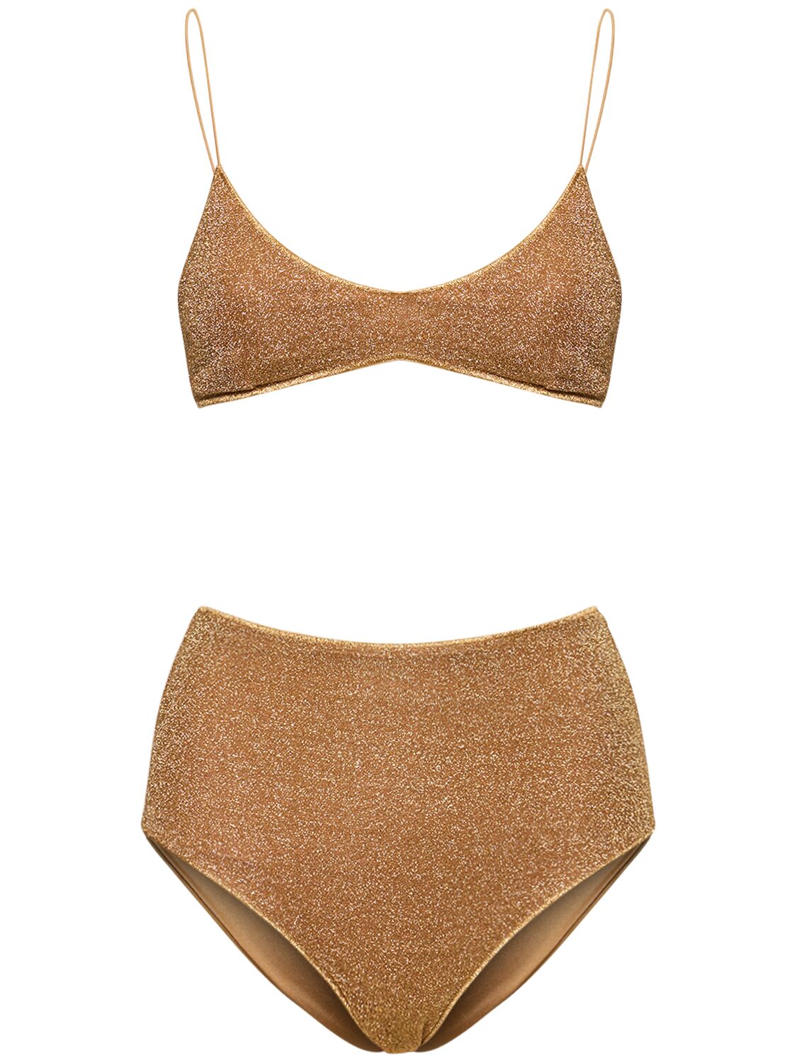 Oséree Swimwear Lumière High Waisted Bikini In Gold