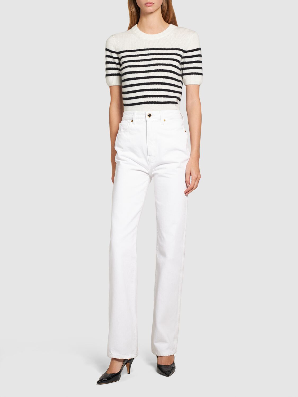 Shop Khaite Danielle High Rise Straight Jeans In White