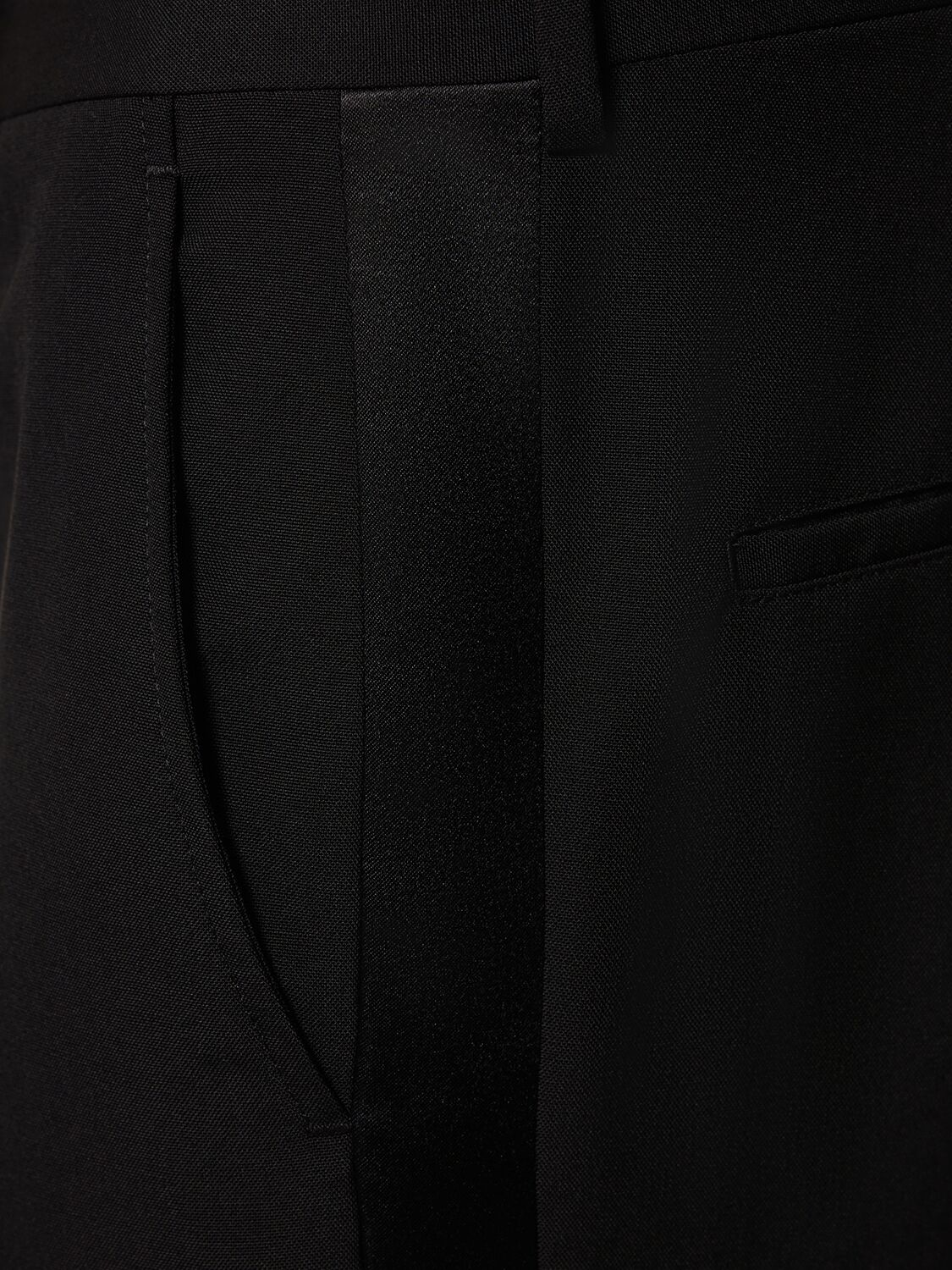 Shop Valentino Straight Wool Tuxedo Pants In Black