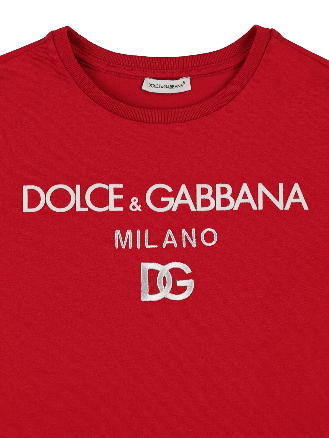 Shop Dolce & Gabbana Logo Printed Cotton Jersey T-shirt In Red