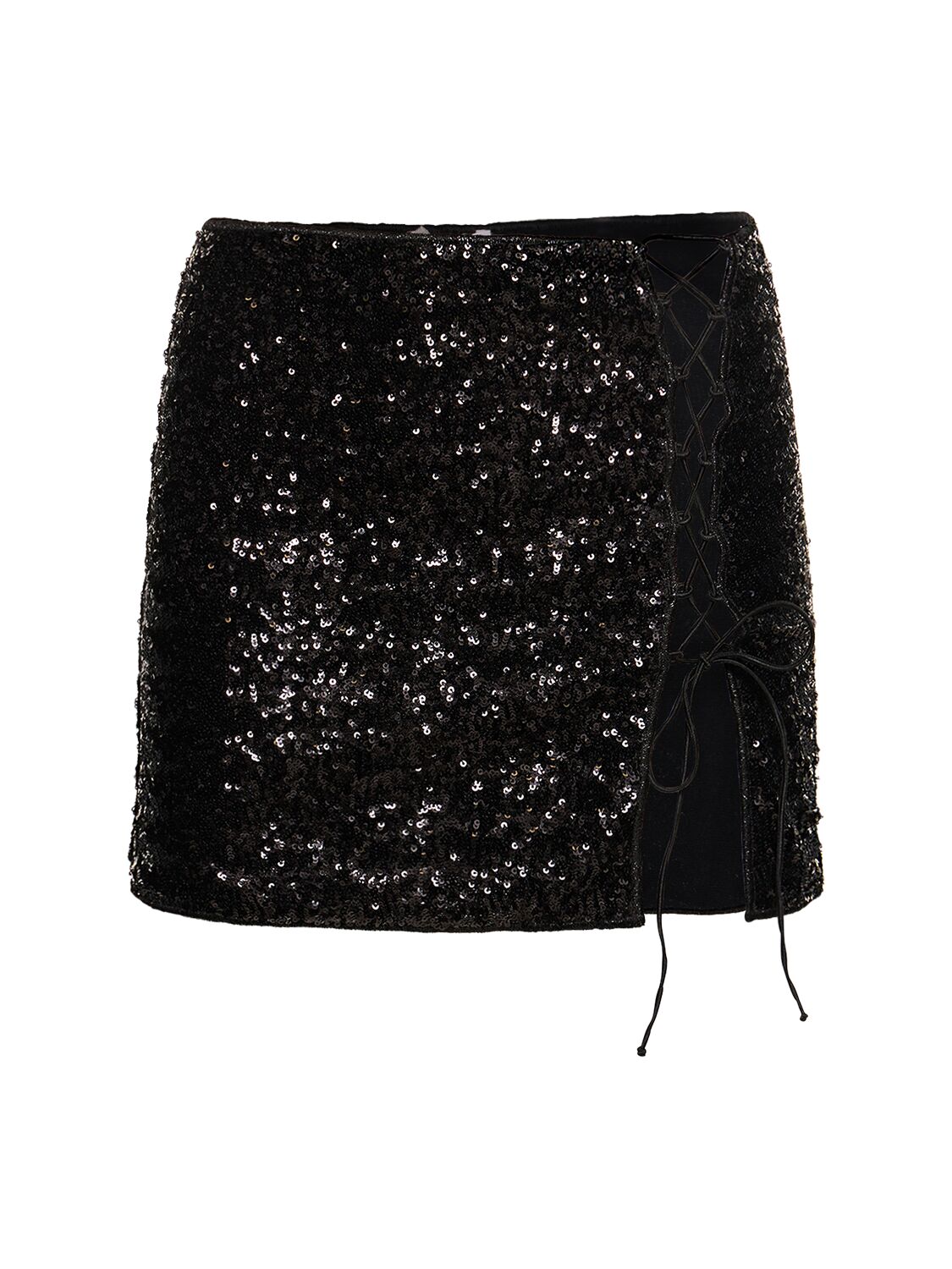 Image of Paillettes Sequined Slit Mini Skirt