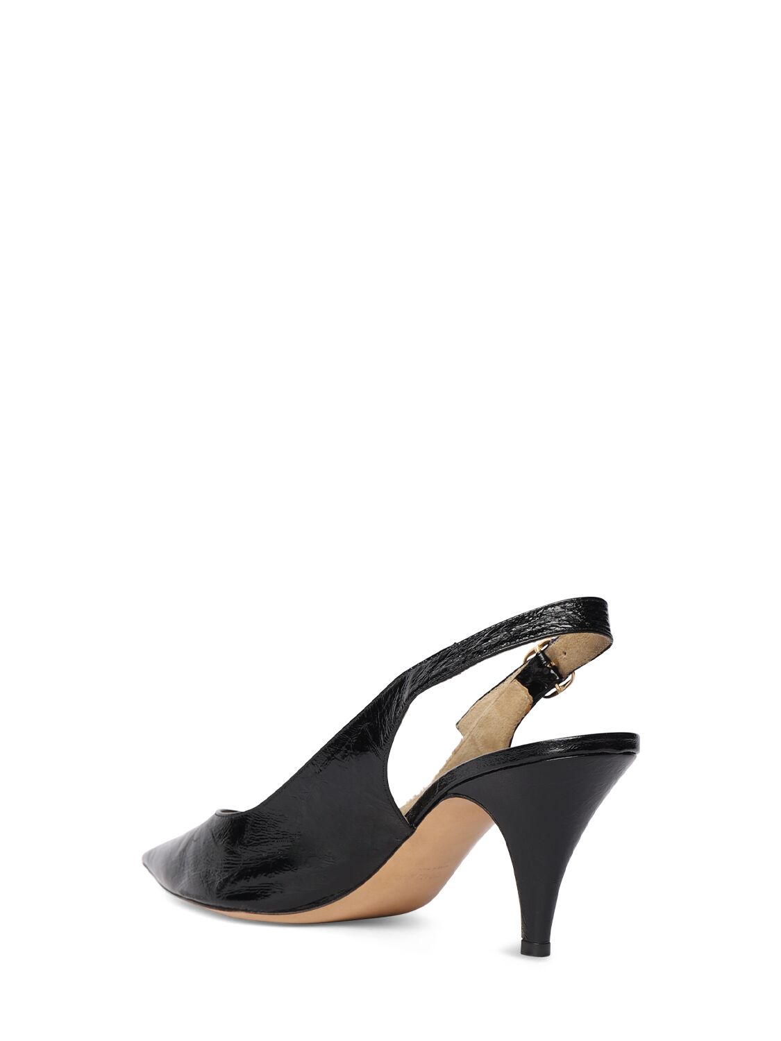 Shop Khaite 75mm River Leather Slingback Pumps In Black