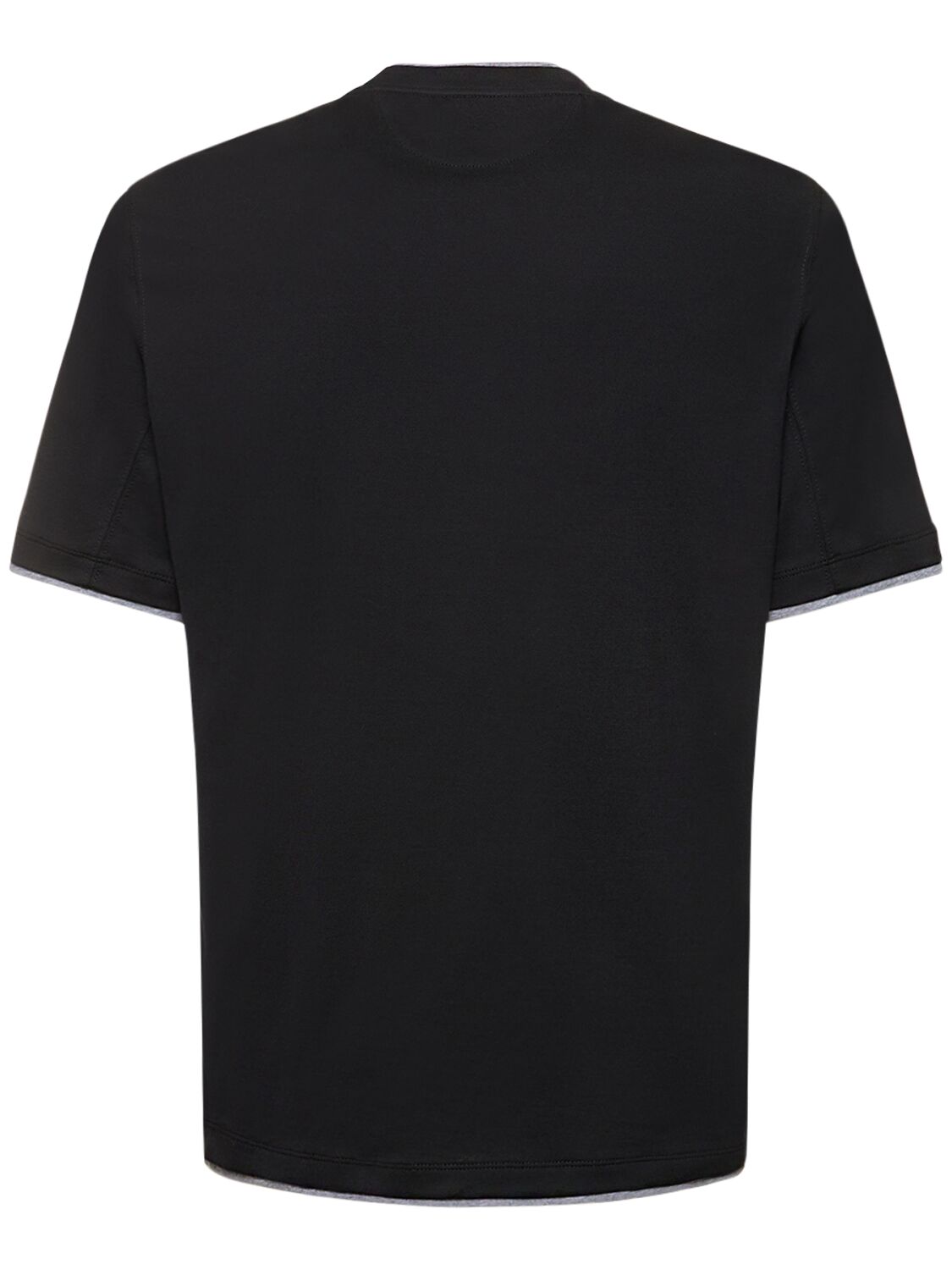 Shop Brunello Cucinelli Layered Cotton Jersey Solid T-shirt In Black