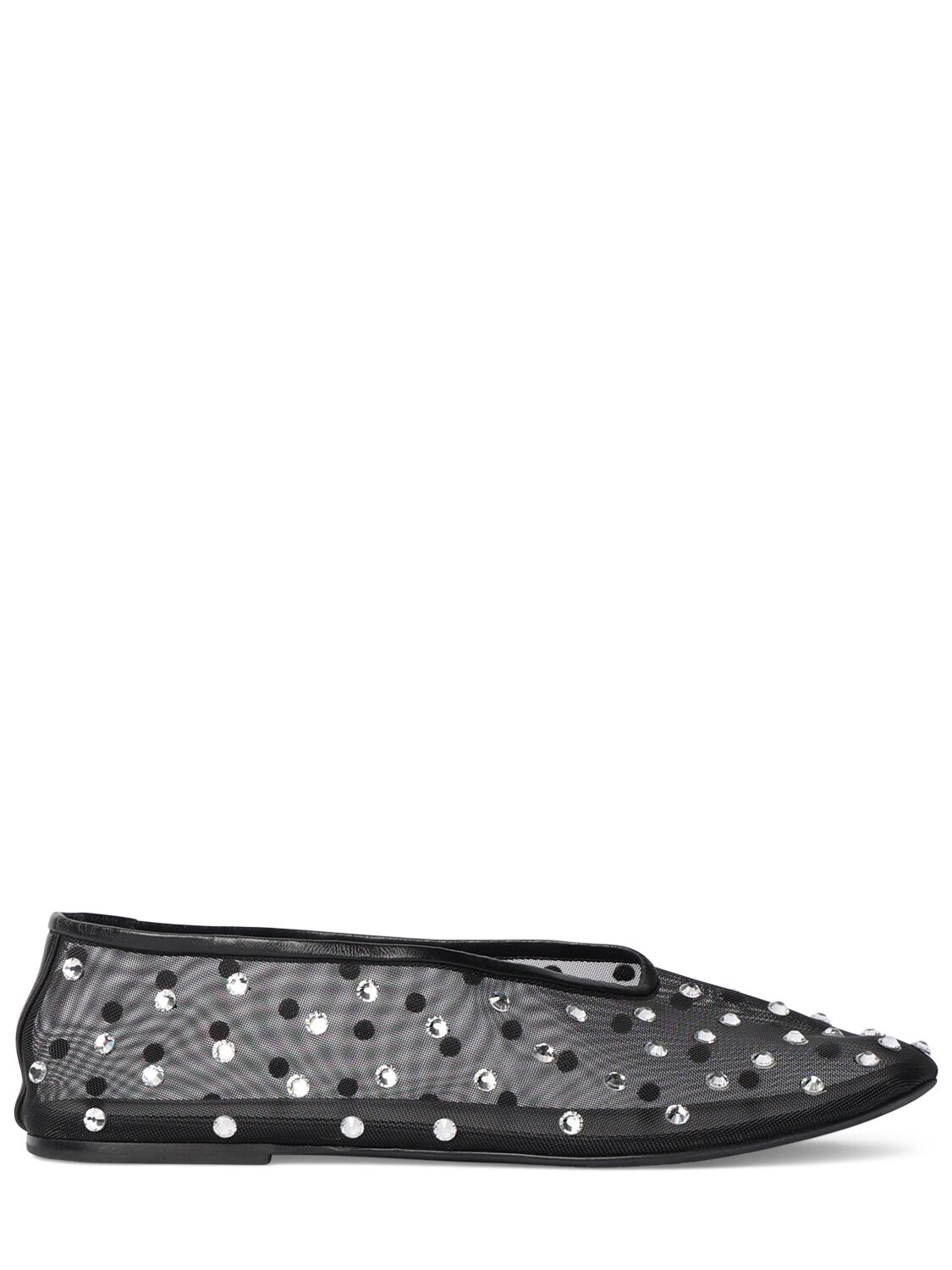 Shop Khaite 5mm Marcy Embellished Mesh Flat Shoes In Black