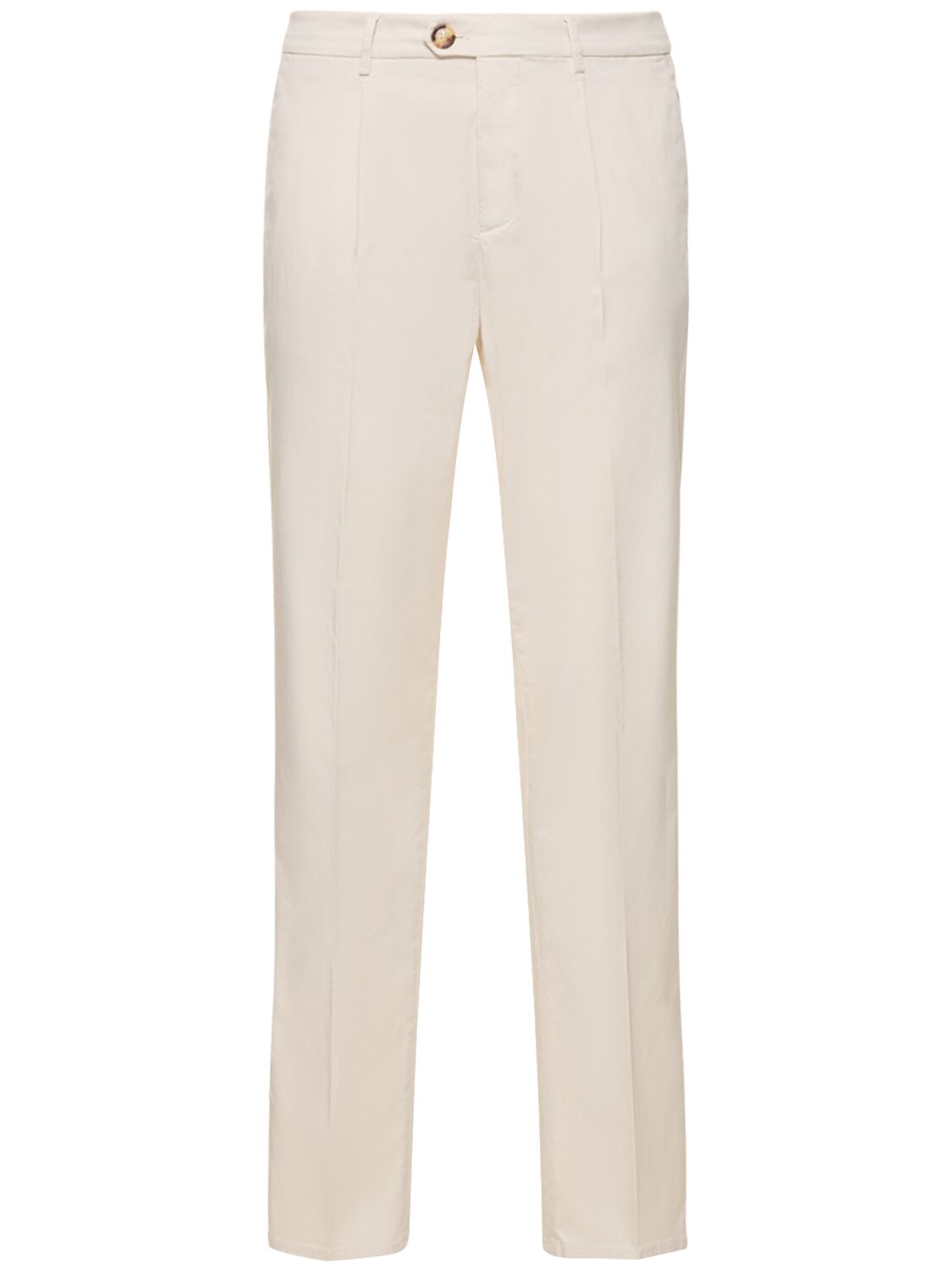 Brunello Cucinelli Stretch Gabardine Pleated Pants In Off White