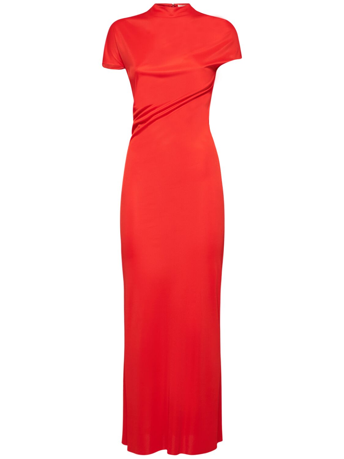 Shop Khaite Yenza Slinky Viscose Long Dress In Red