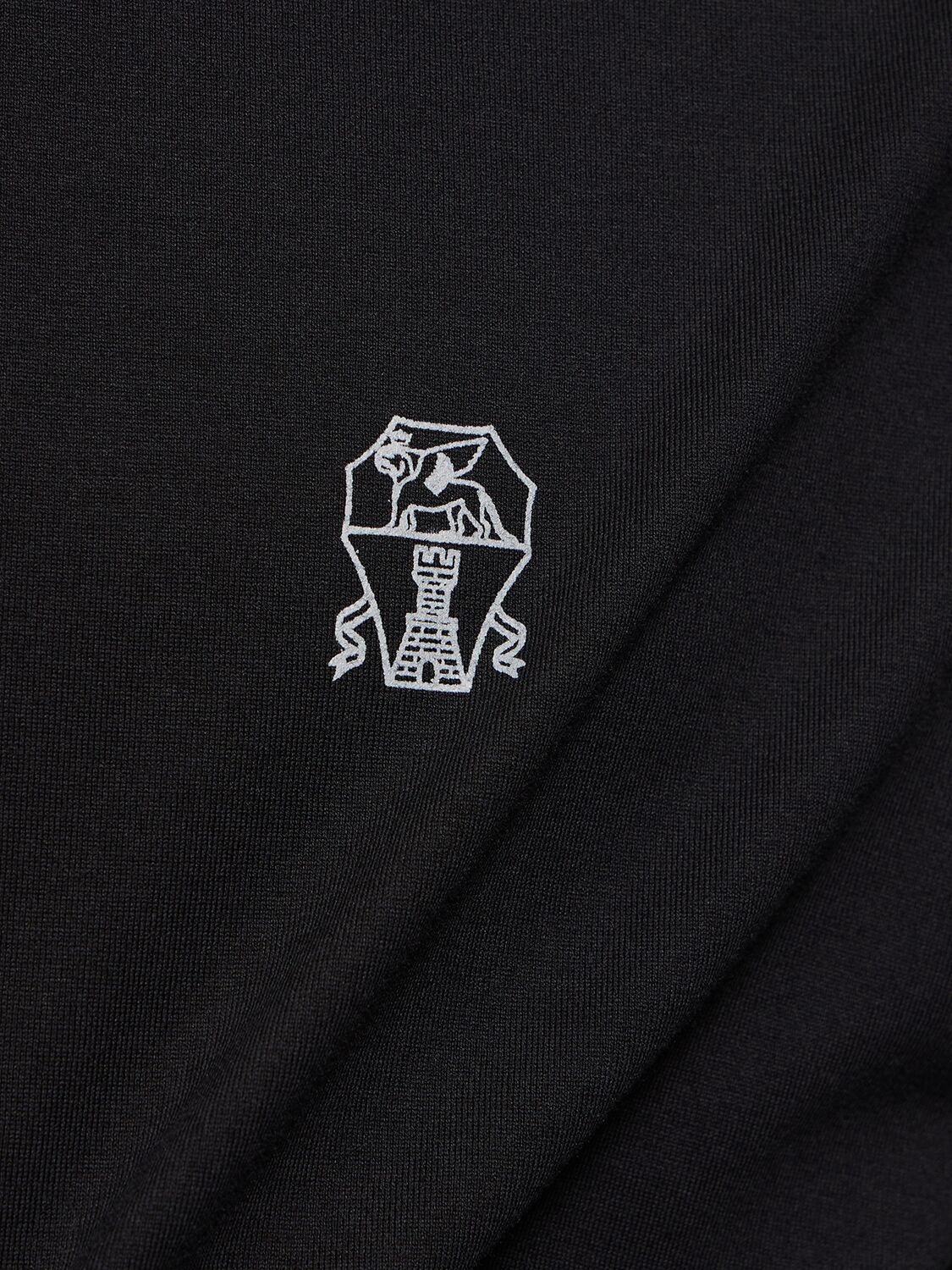 Shop Brunello Cucinelli Logo Cotton Jersey T-shirt In Black