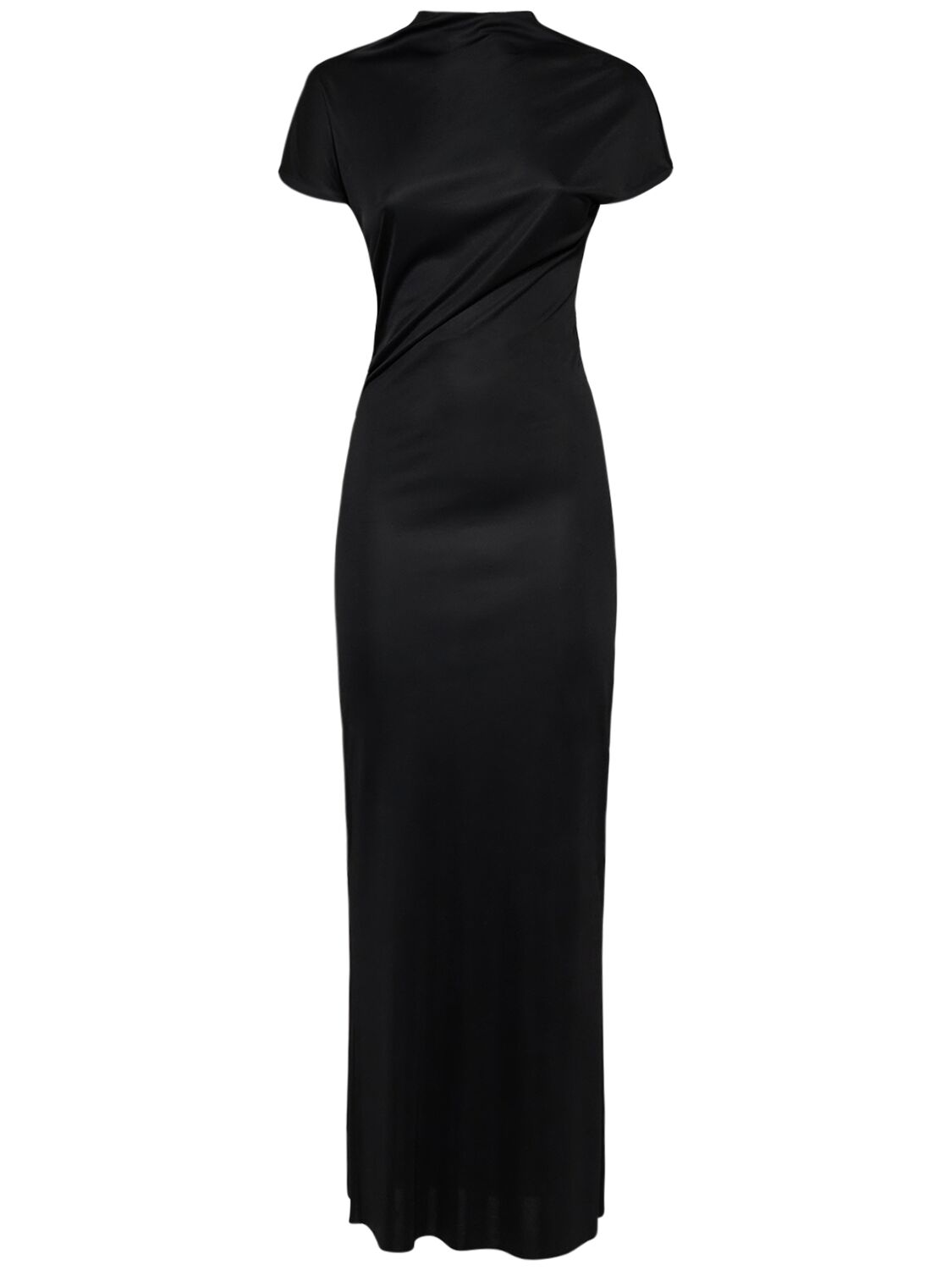 Khaite Yenza Slinky Viscose Long Dress In Black