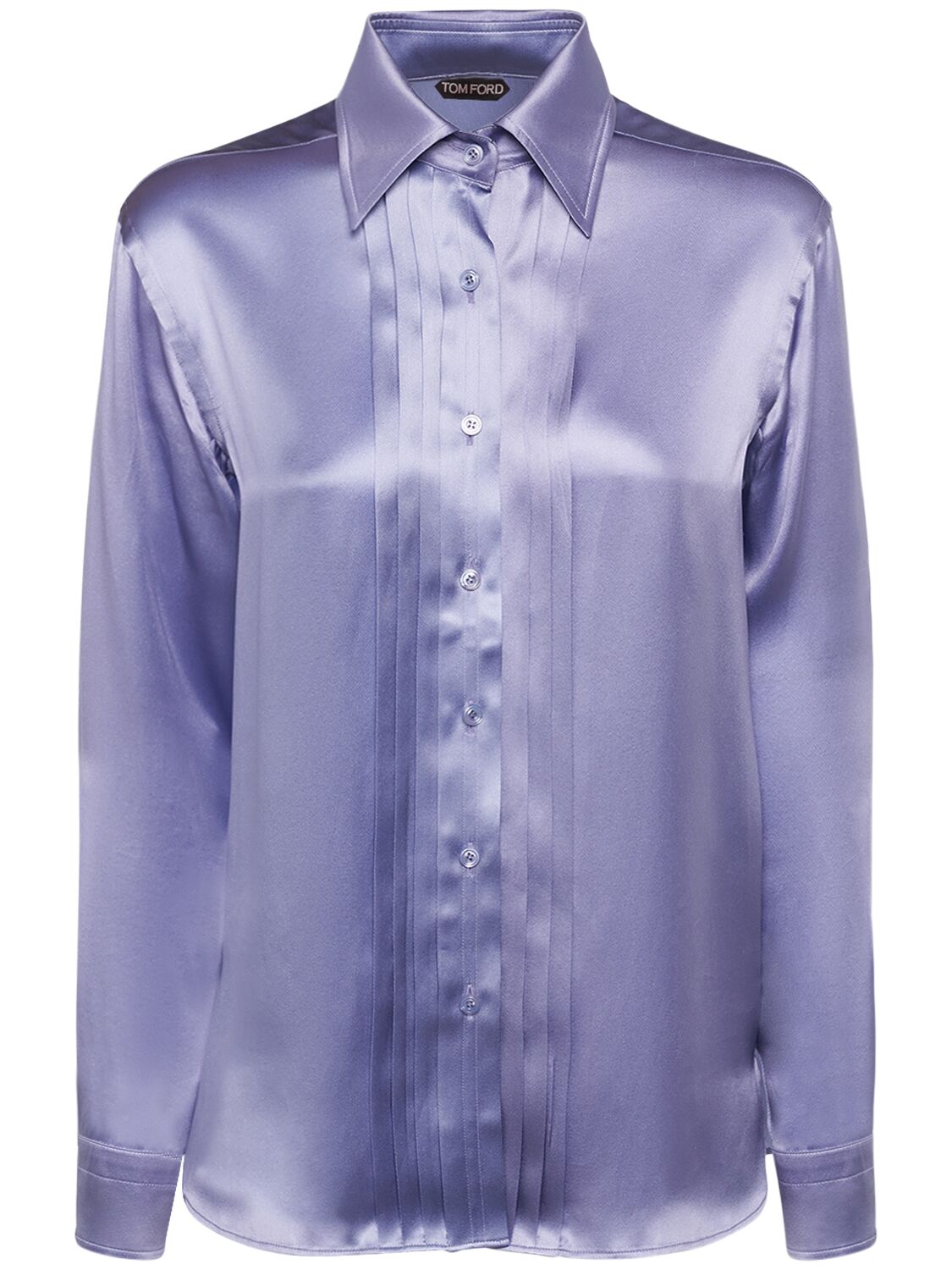 Tom Ford Fluid Charmeuse Silk Shirt In Purple