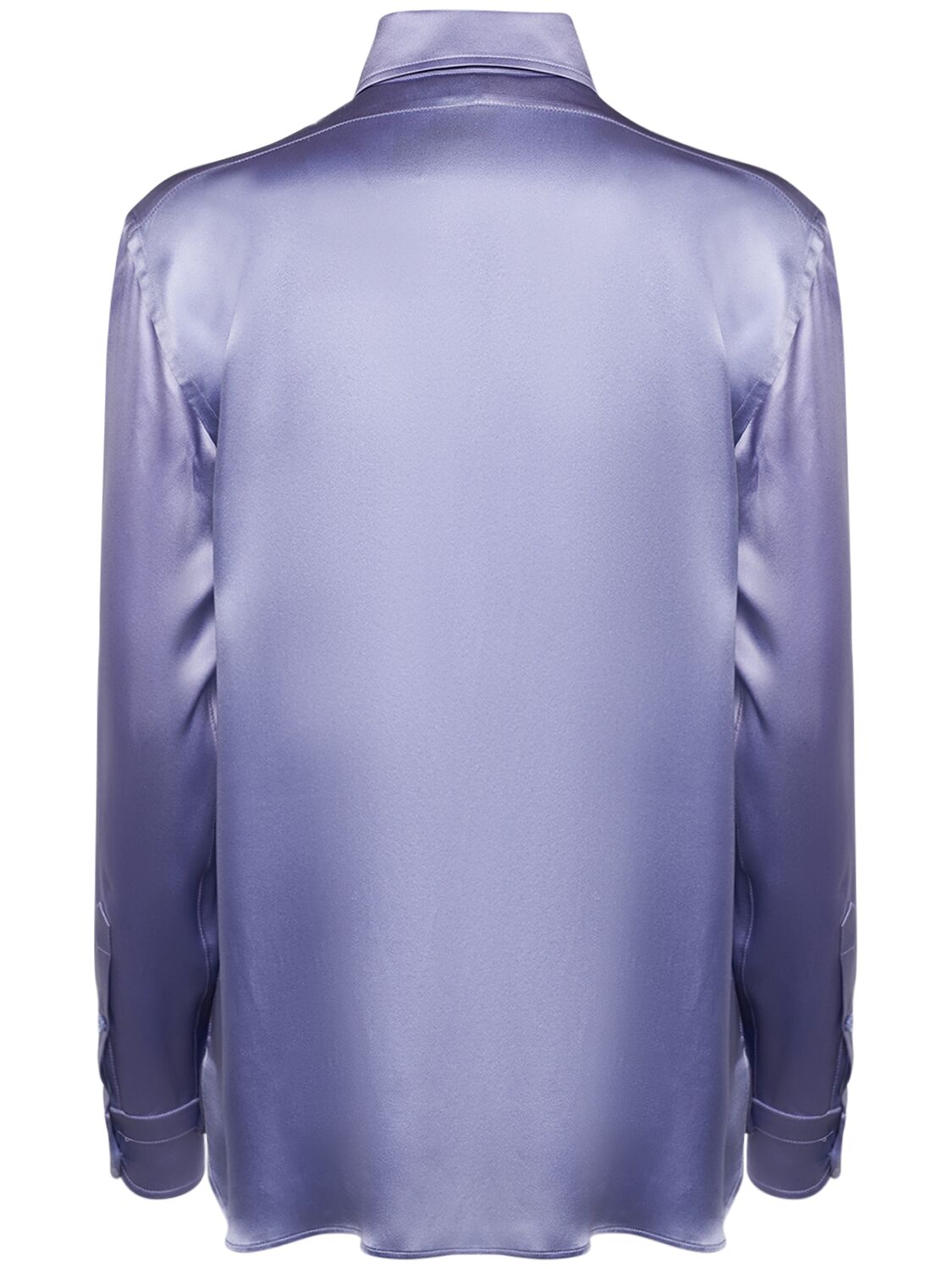 Shop Tom Ford Fluid Charmeuse Silk Shirt In Purple