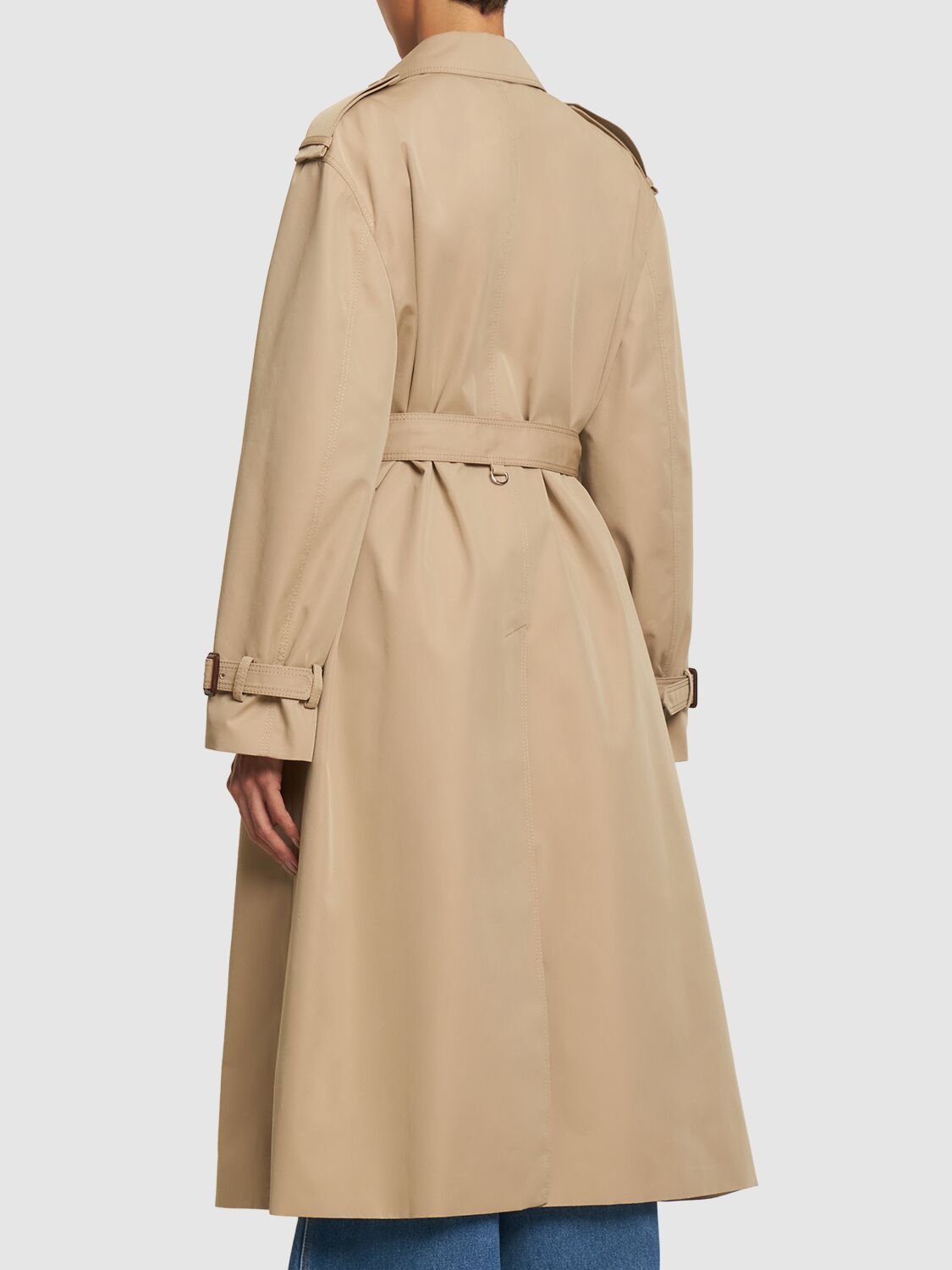 Shop Gucci Cotton Blend Gabardine Coat In Kamel Multi