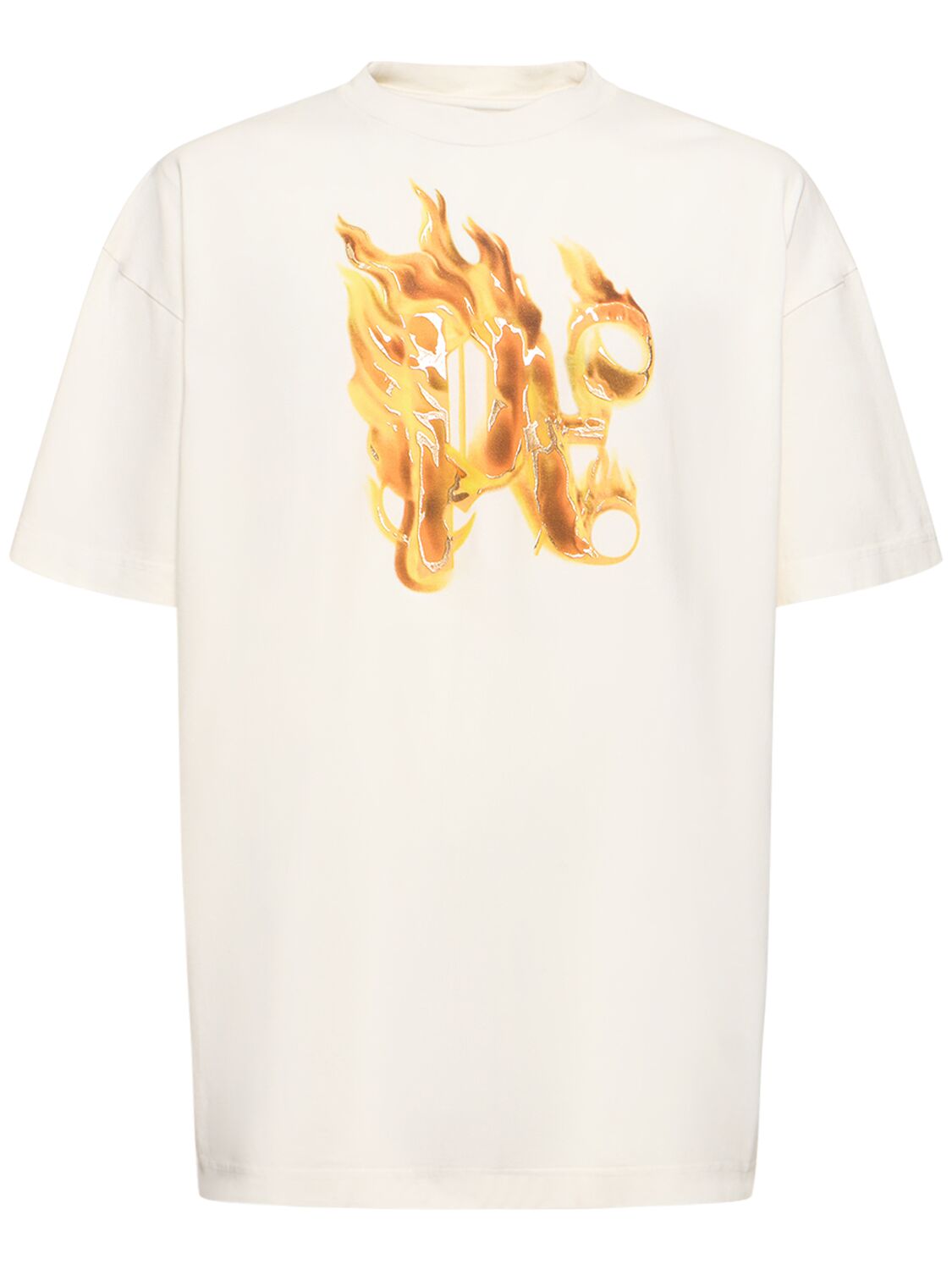 PALM ANGELS Burning Monogram Cotton T-shirt