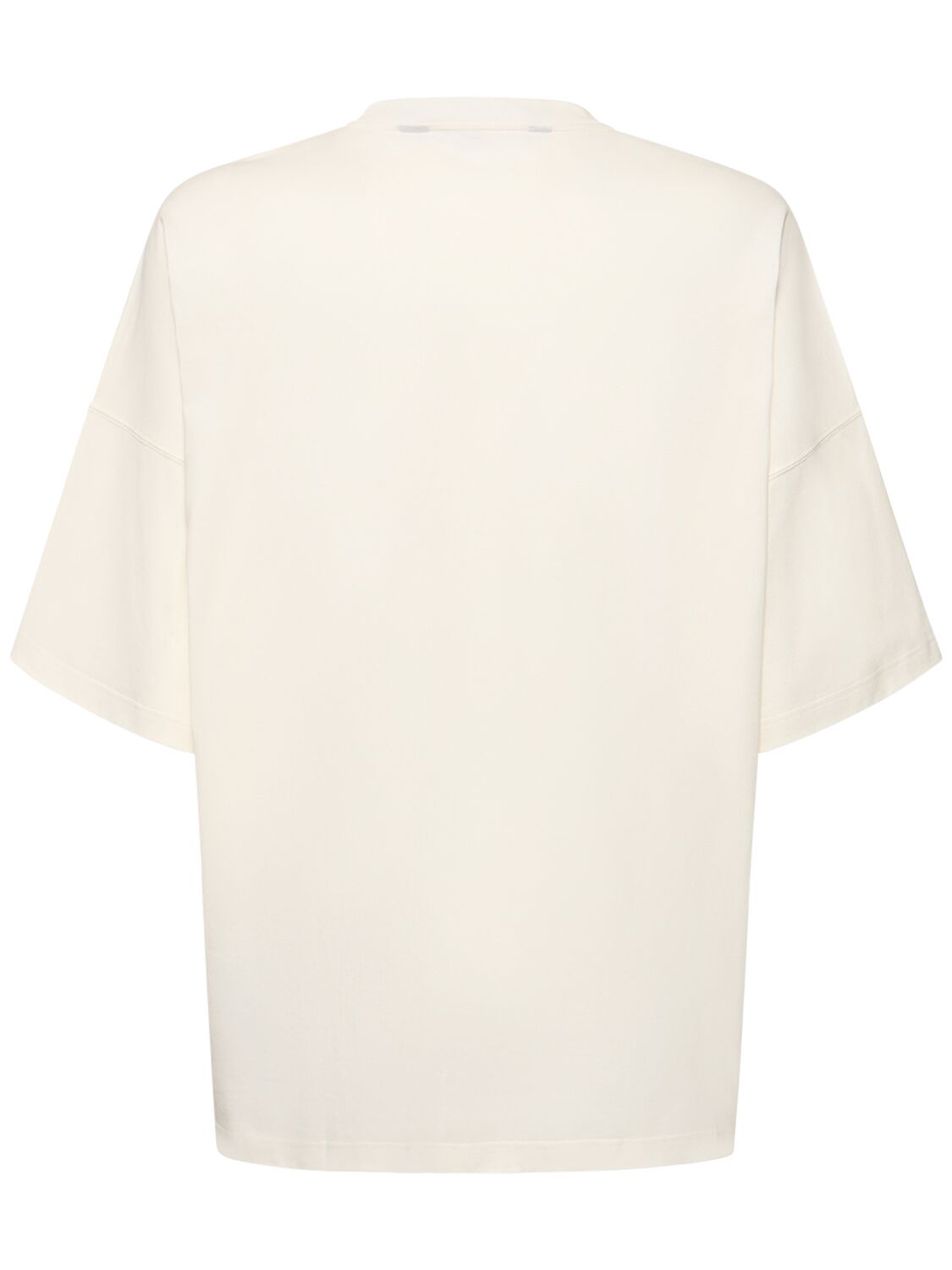 Shop Palm Angels Burning Monogram Cotton T-shirt In Off White,gold