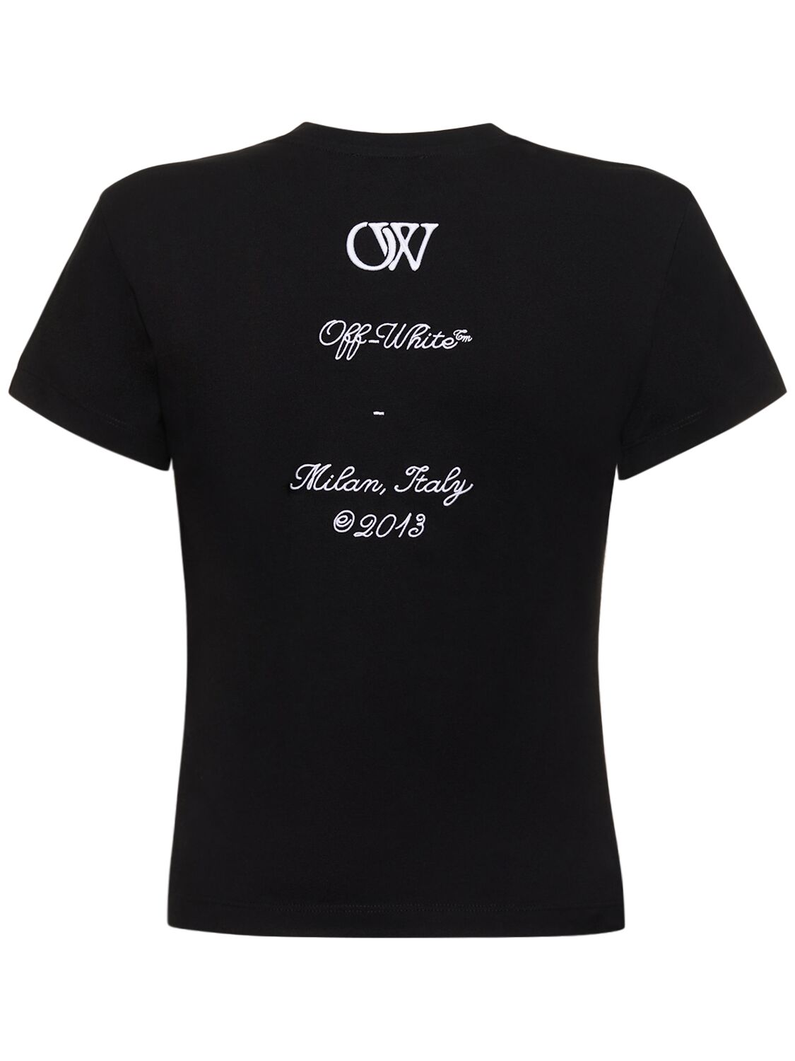 Shop Off-white Ow 23 Embroidered Cotton T-shirt In Black