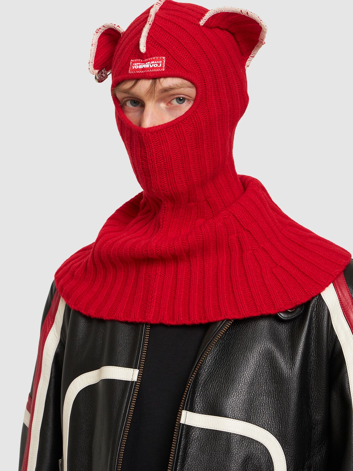 Shop Charles Jeffrey Loverboy Lvr Exclusive Chunky Ears Balaclava In Red