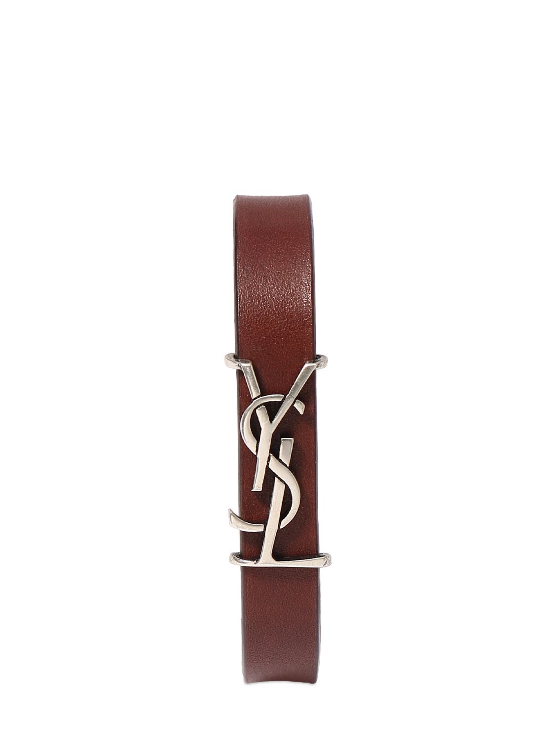 Image of Ysl Single Wrap Leather Bracelet
