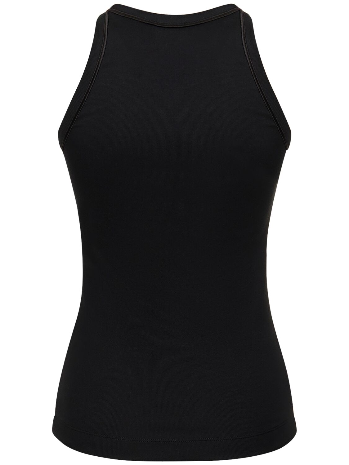 Shop Brunello Cucinelli Ribbed Cotton Jersey Tank Top In Black