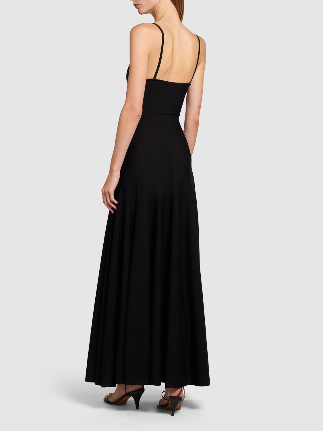 Shop Khaite Ember Stretch Wool Long Dress In Black