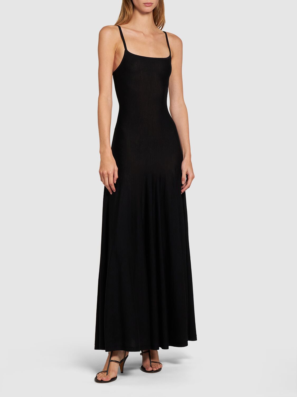 Shop Khaite Ember Stretch Wool Long Dress In Black