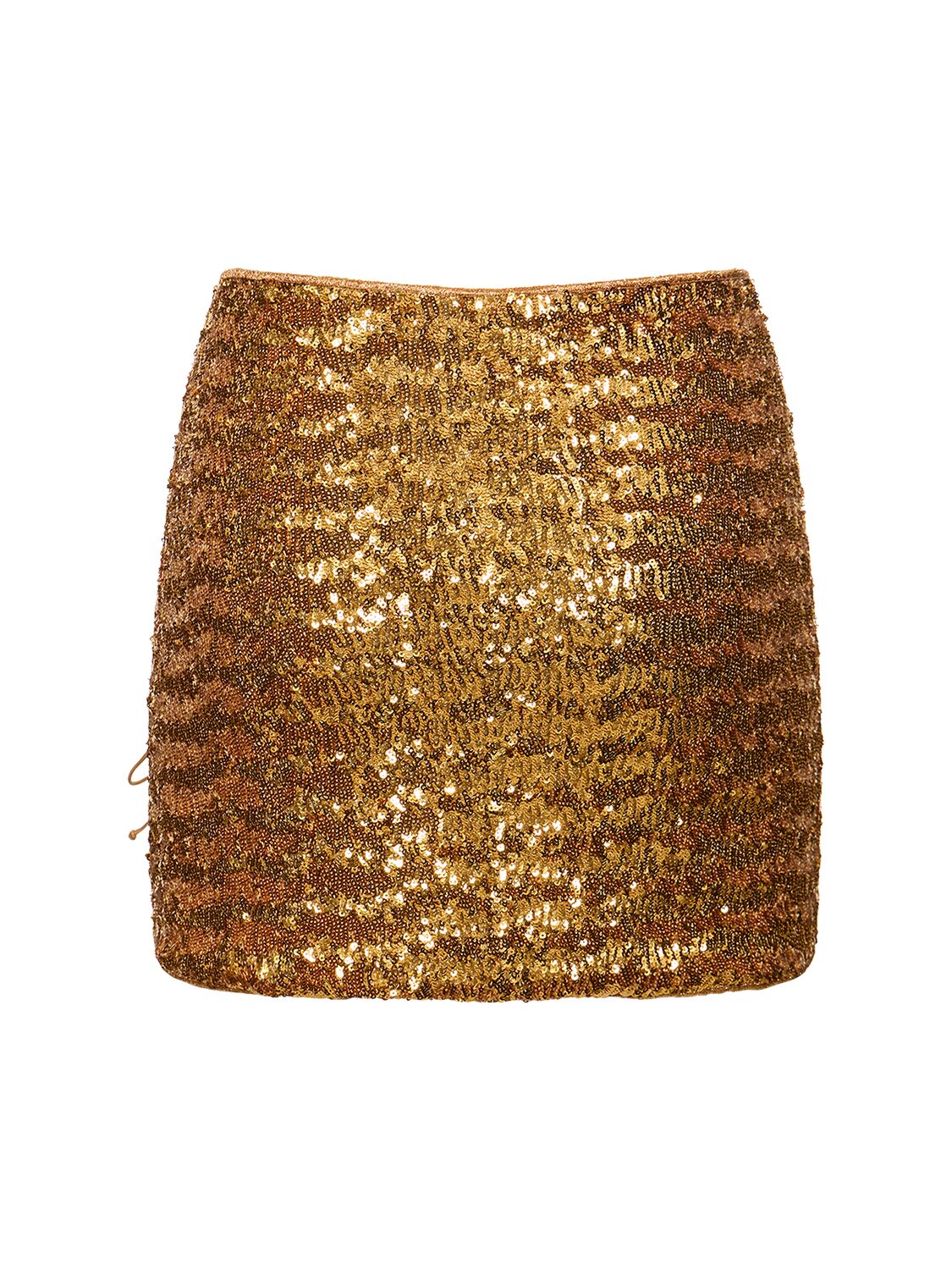 Shop Oséree Swimwear Paillettes Sequined Slit Mini Skirt In Gold
