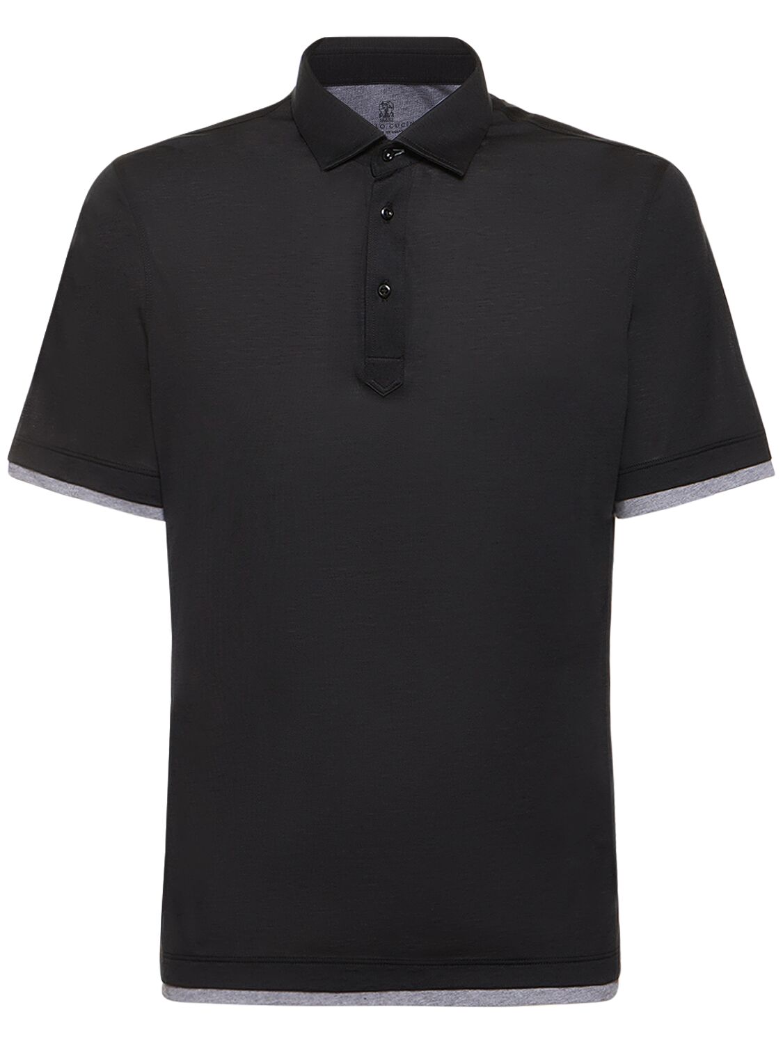 Brunello Cucinelli Cotton & Silk Jersey Polo In Black