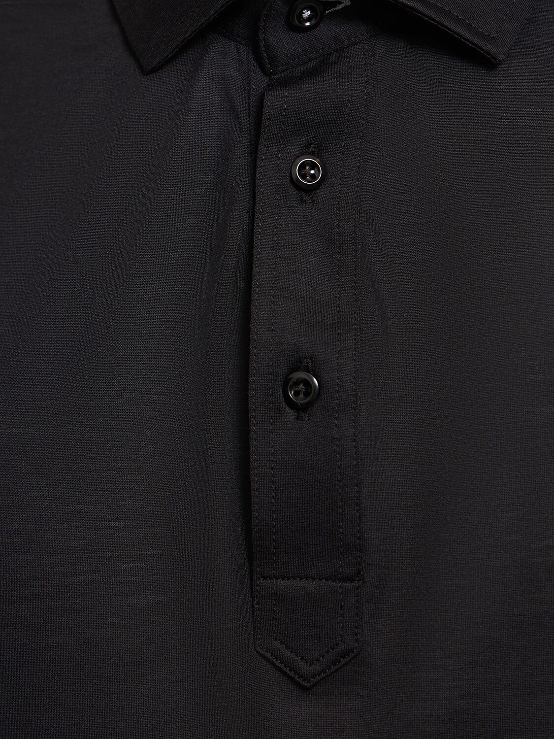 Shop Brunello Cucinelli Cotton & Silk Jersey Polo In Black