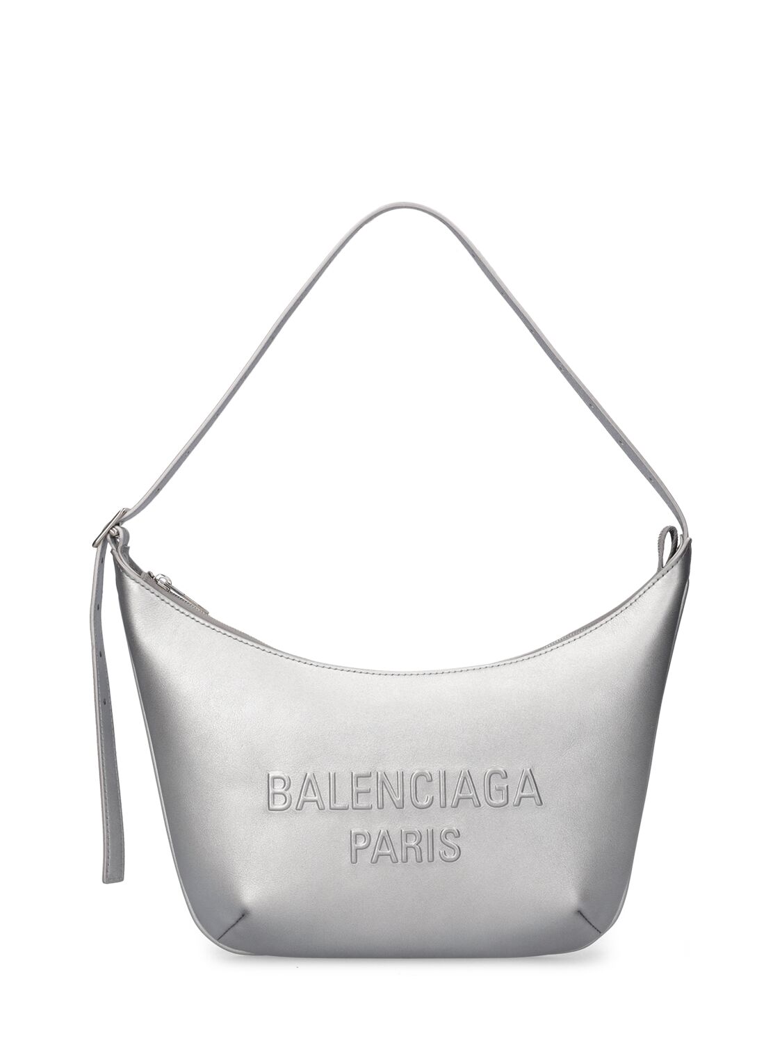 Balenciaga Mini Mary-kate Smooth Leather Sling Bag In Silber