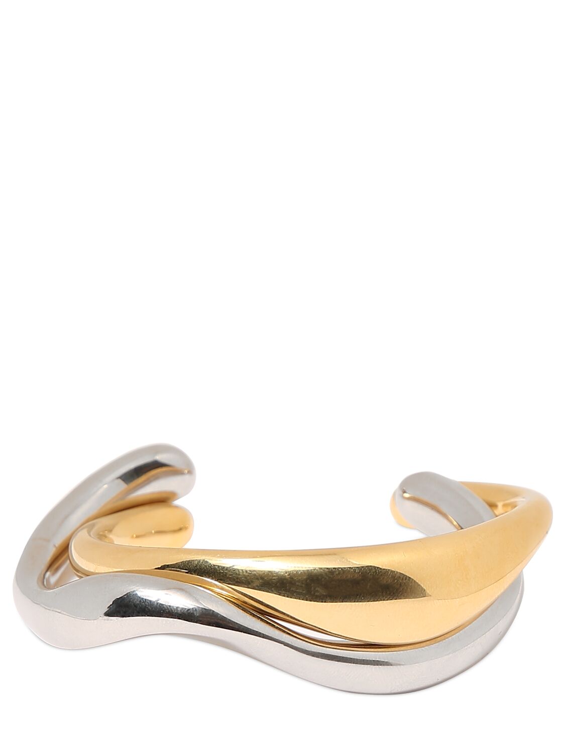 Saint Laurent 波浪形金属手镯2个套装 In Gold,silver