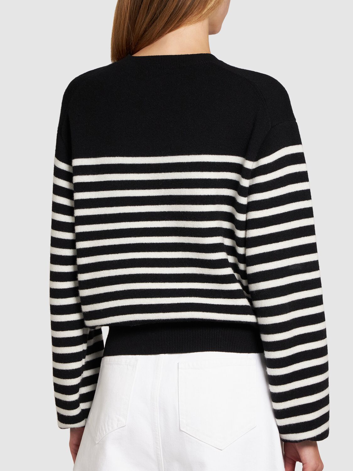 Shop Khaite Viola Cashmere Blend Sweater In Black,ivory