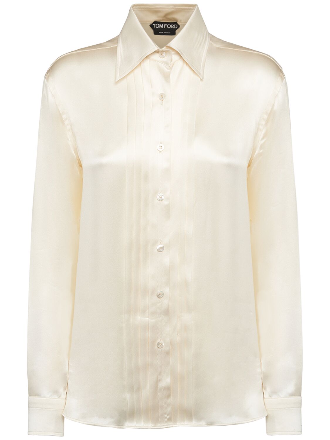 Tom Ford Fluid Charmeuse Silk Shirt In White