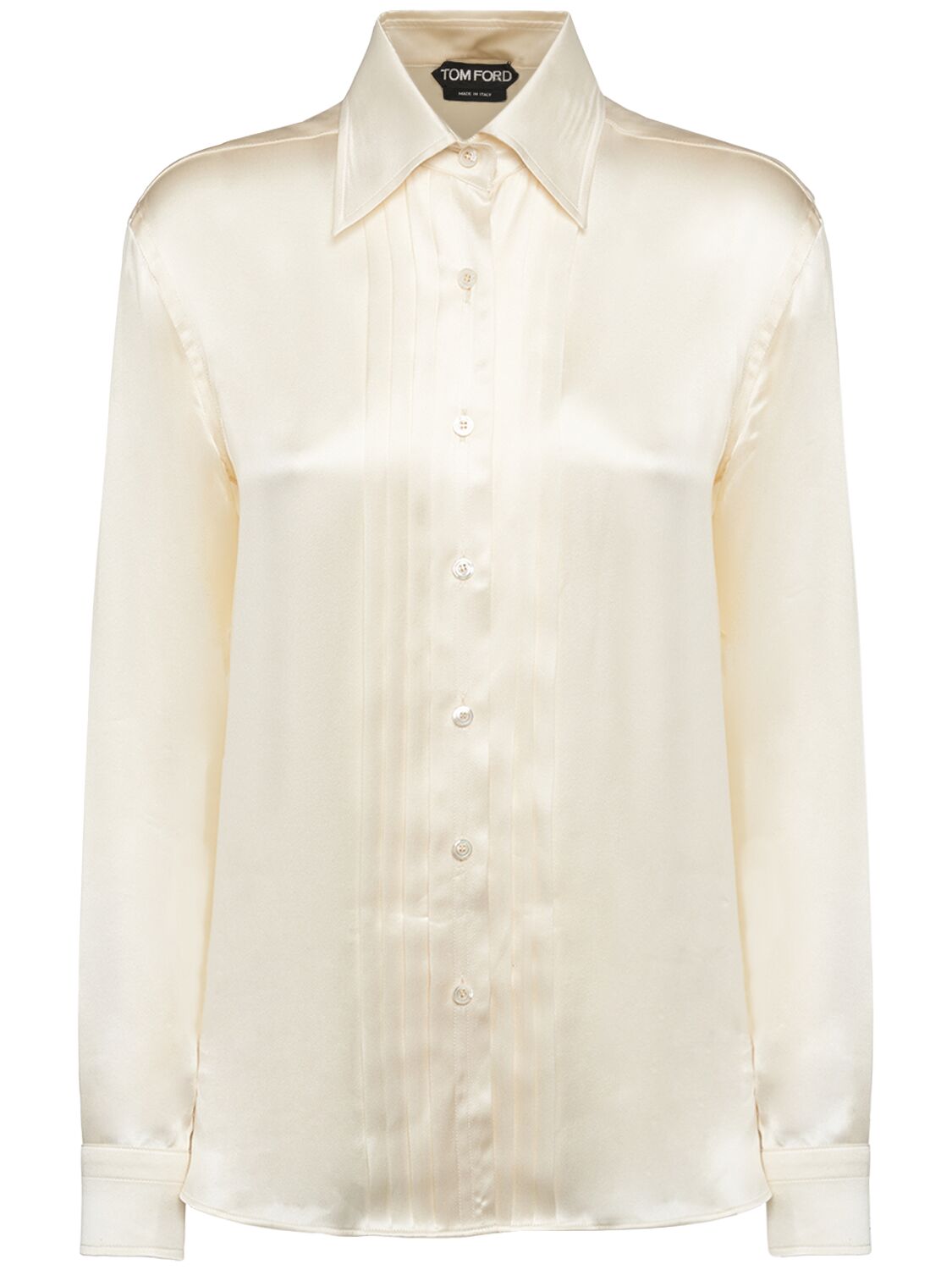 Shop Tom Ford Fluid Charmeuse Silk Shirt In White