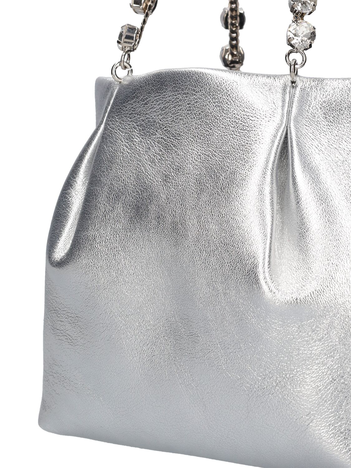 Shop Aquazzura Mini Galactic Laminated Nappa Tote Bag In Silverpalladium