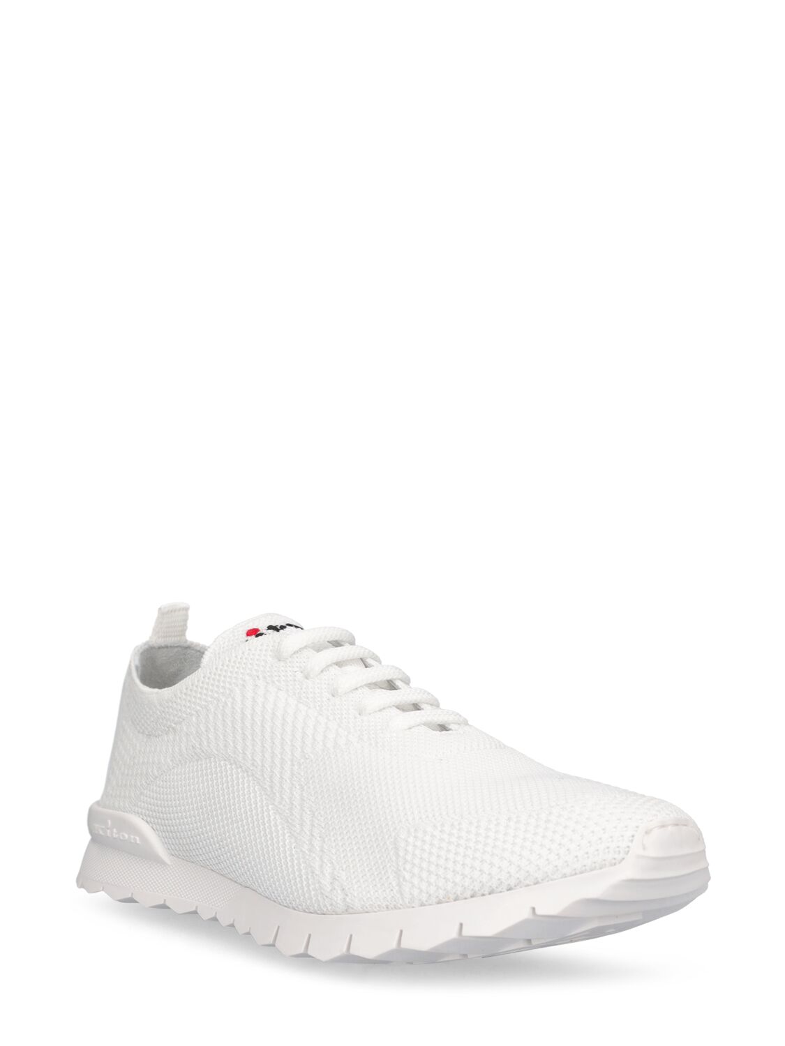 Shop Kiton Knitted Low Top Sneakers In White