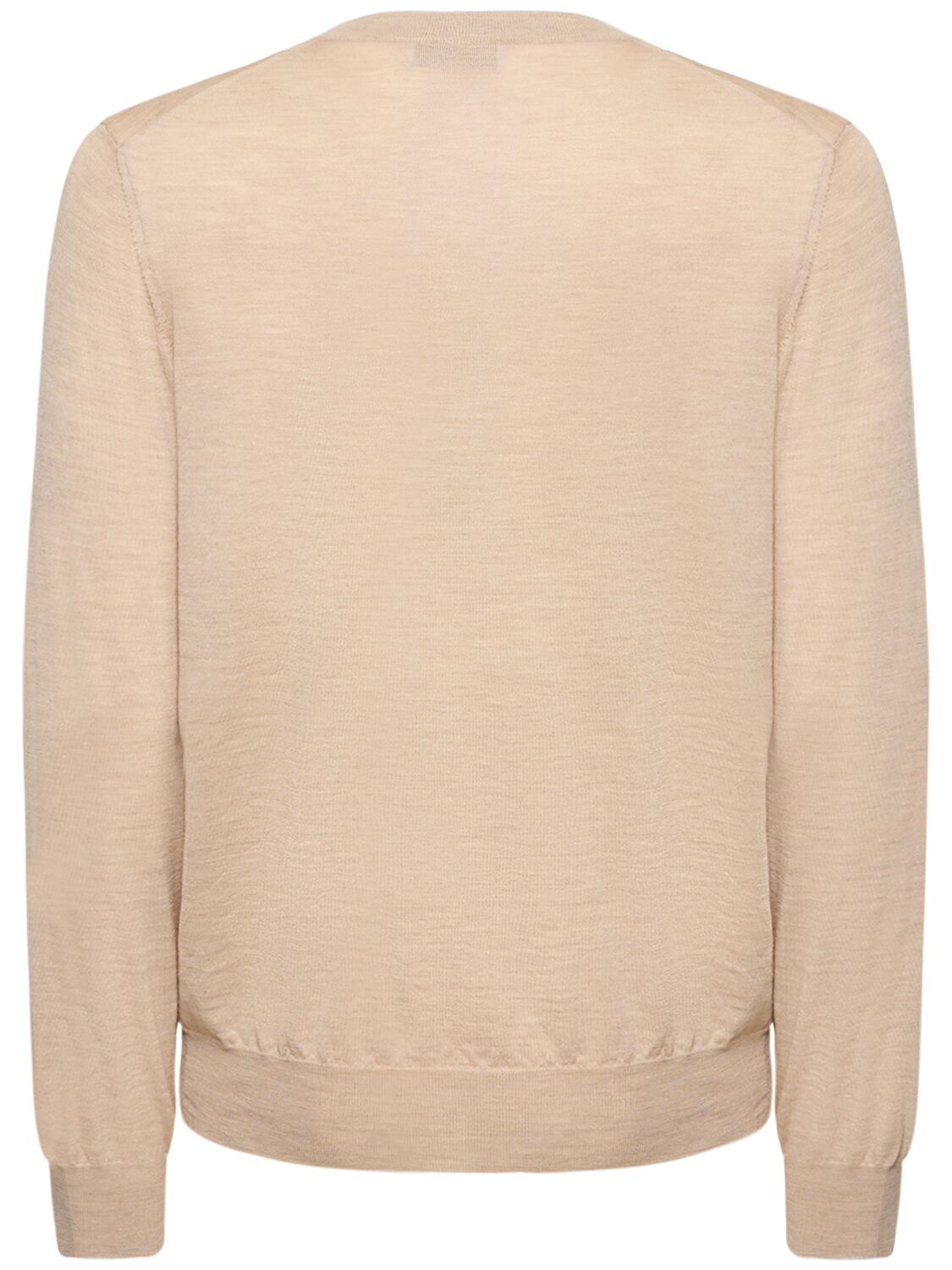 Brunello Cucinelli Wool Cashmere Crewneck Sweater In Camel Chiaro