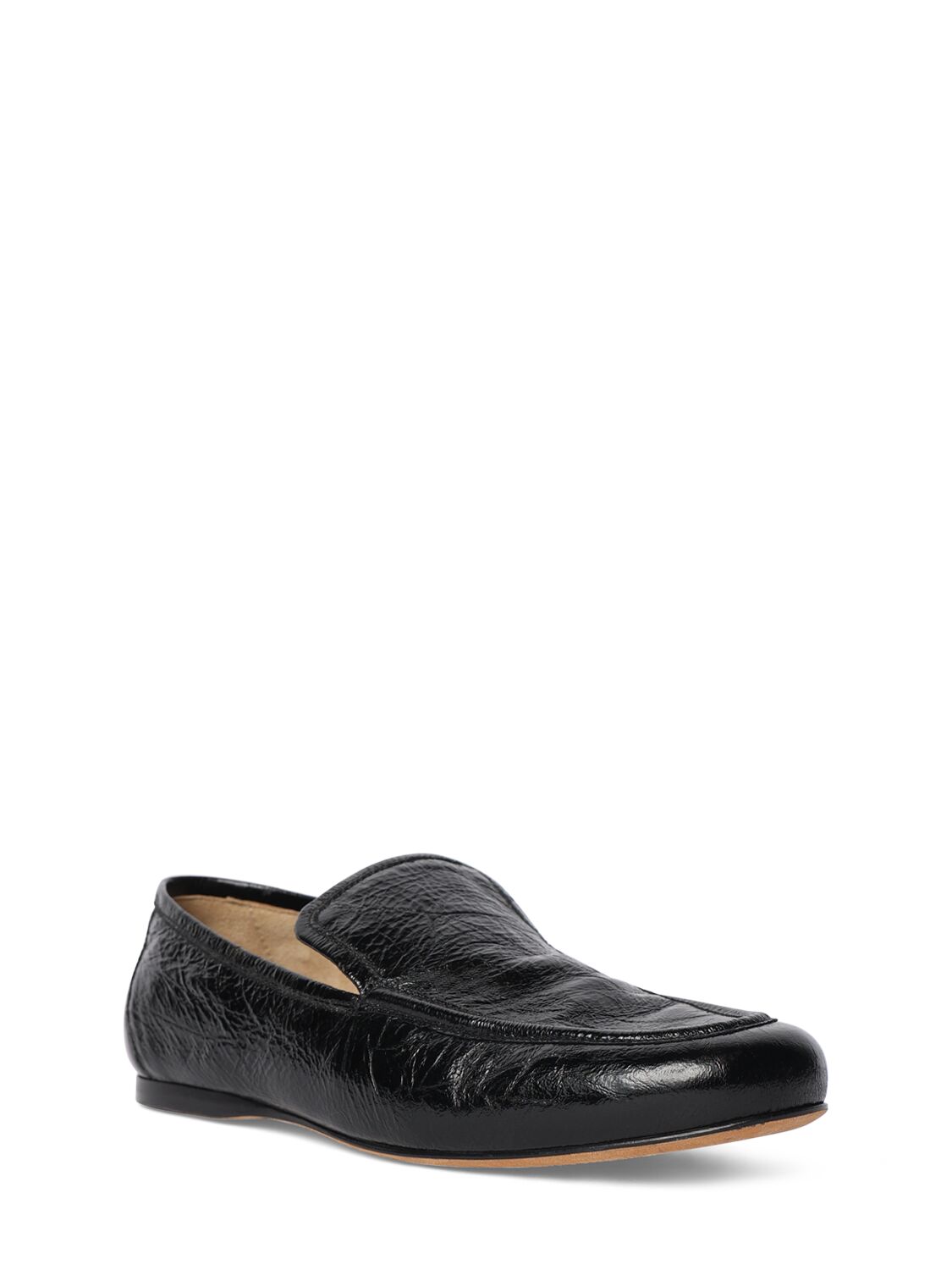 Shop Khaite 10mm Alessia Leather Loafers In Black