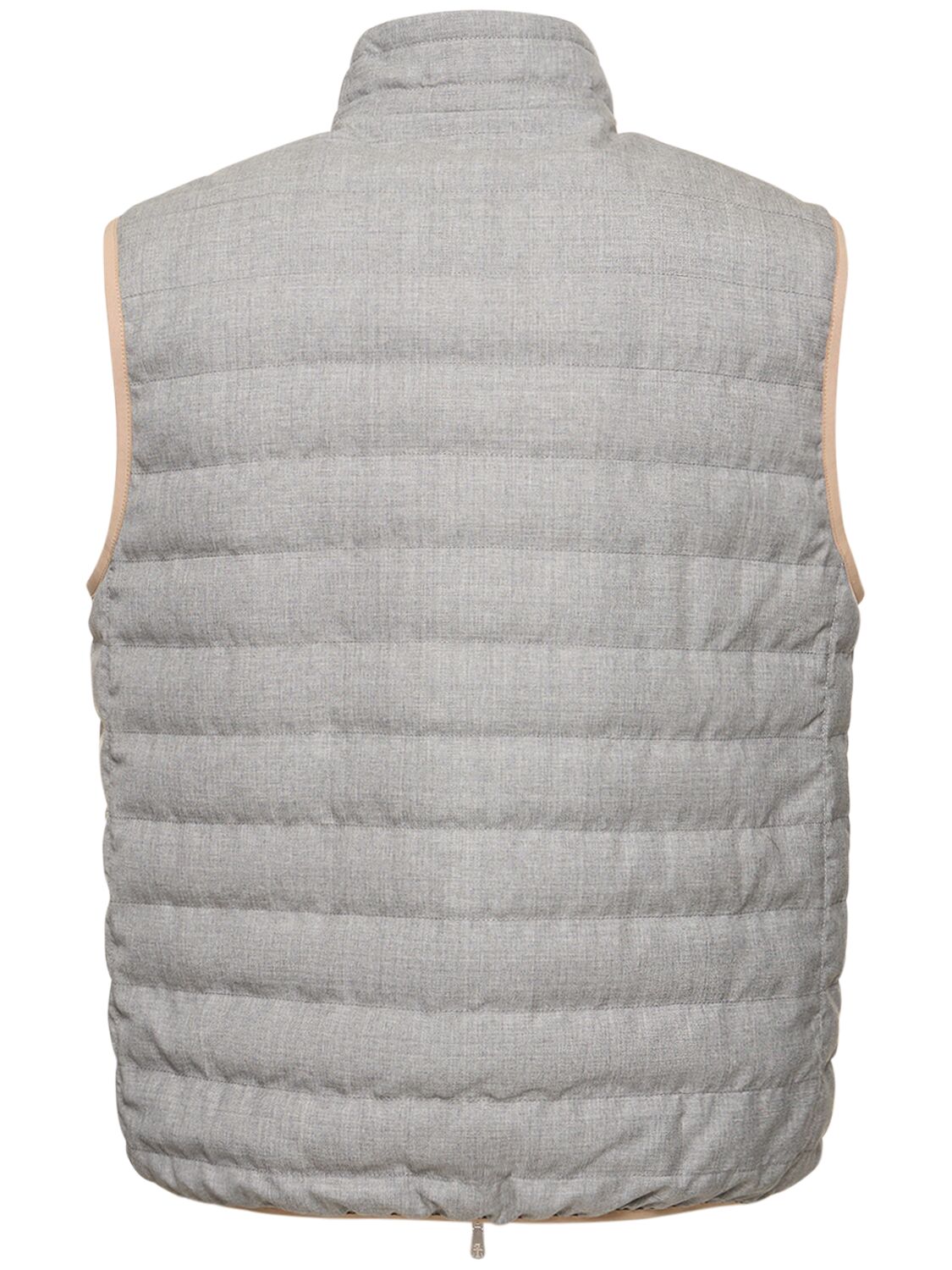 Shop Brunello Cucinelli Wool Zip-down Vest In Pearl Grey