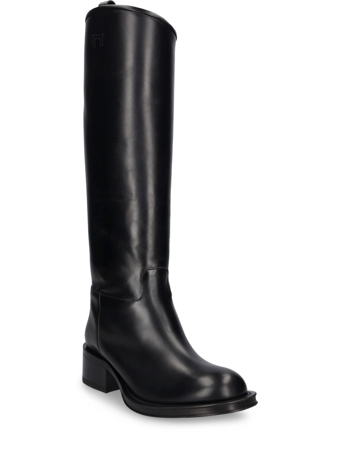 Shop Lanvin 20mm Medley Leather Riding Boots In Black