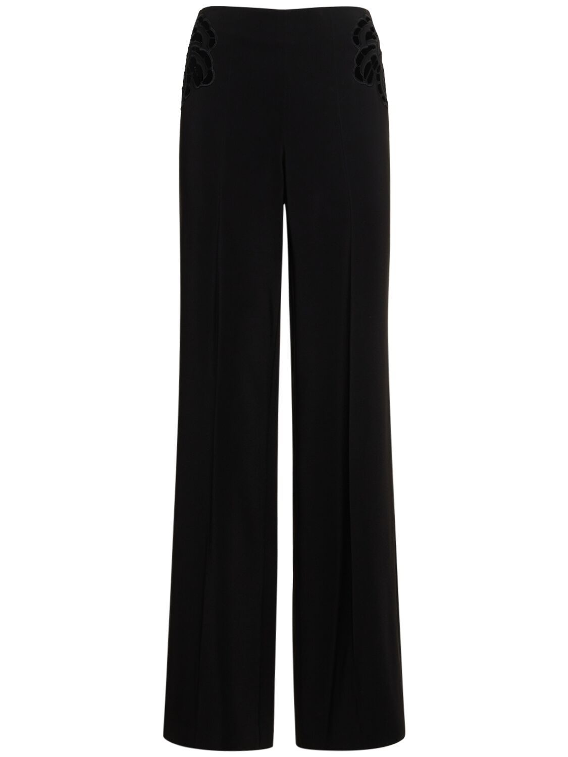 Stella Mccartney Embroidered Viscose Straight Pants In Black