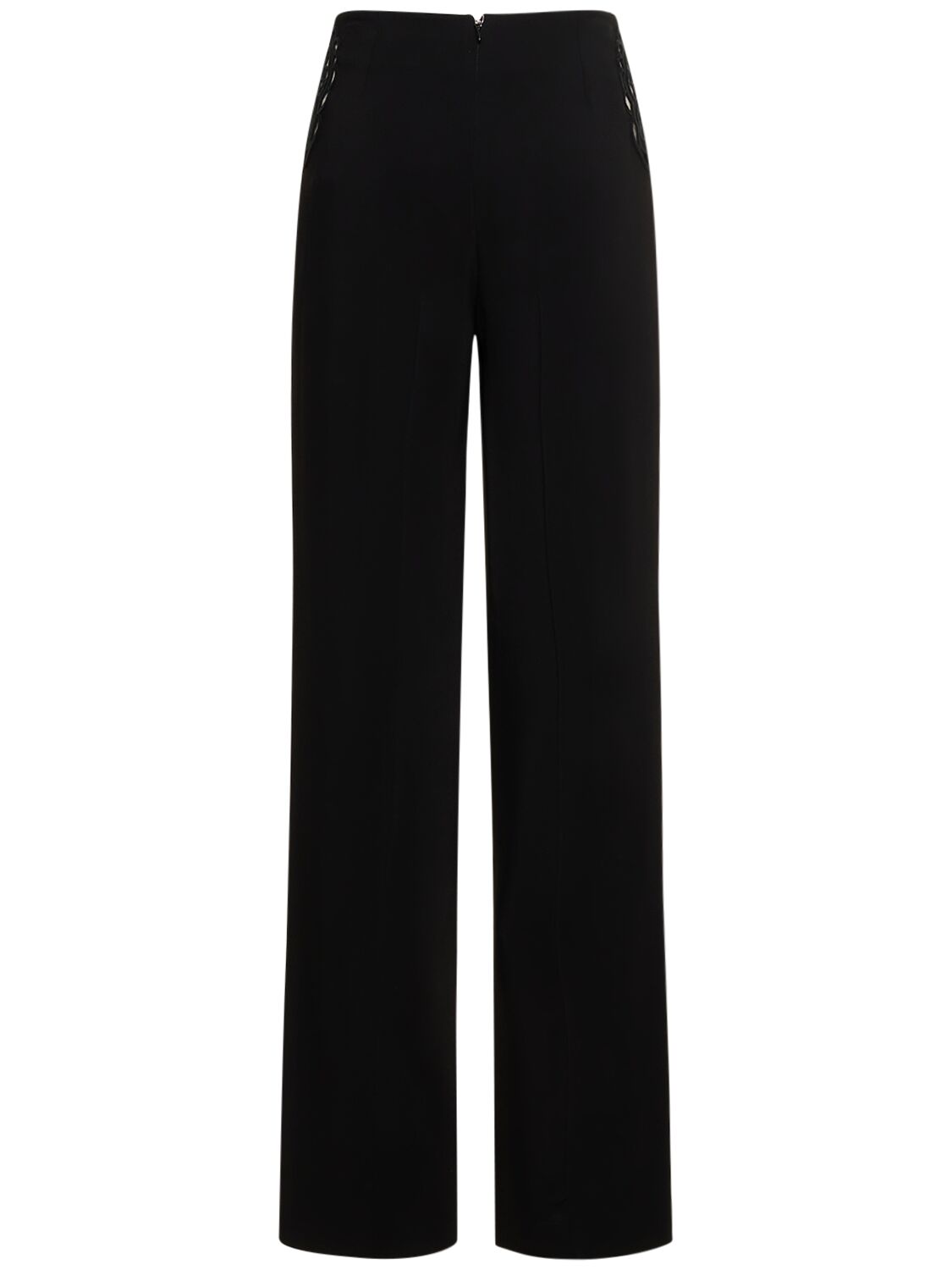 Shop Stella Mccartney Embroidered Viscose Straight Pants In Black