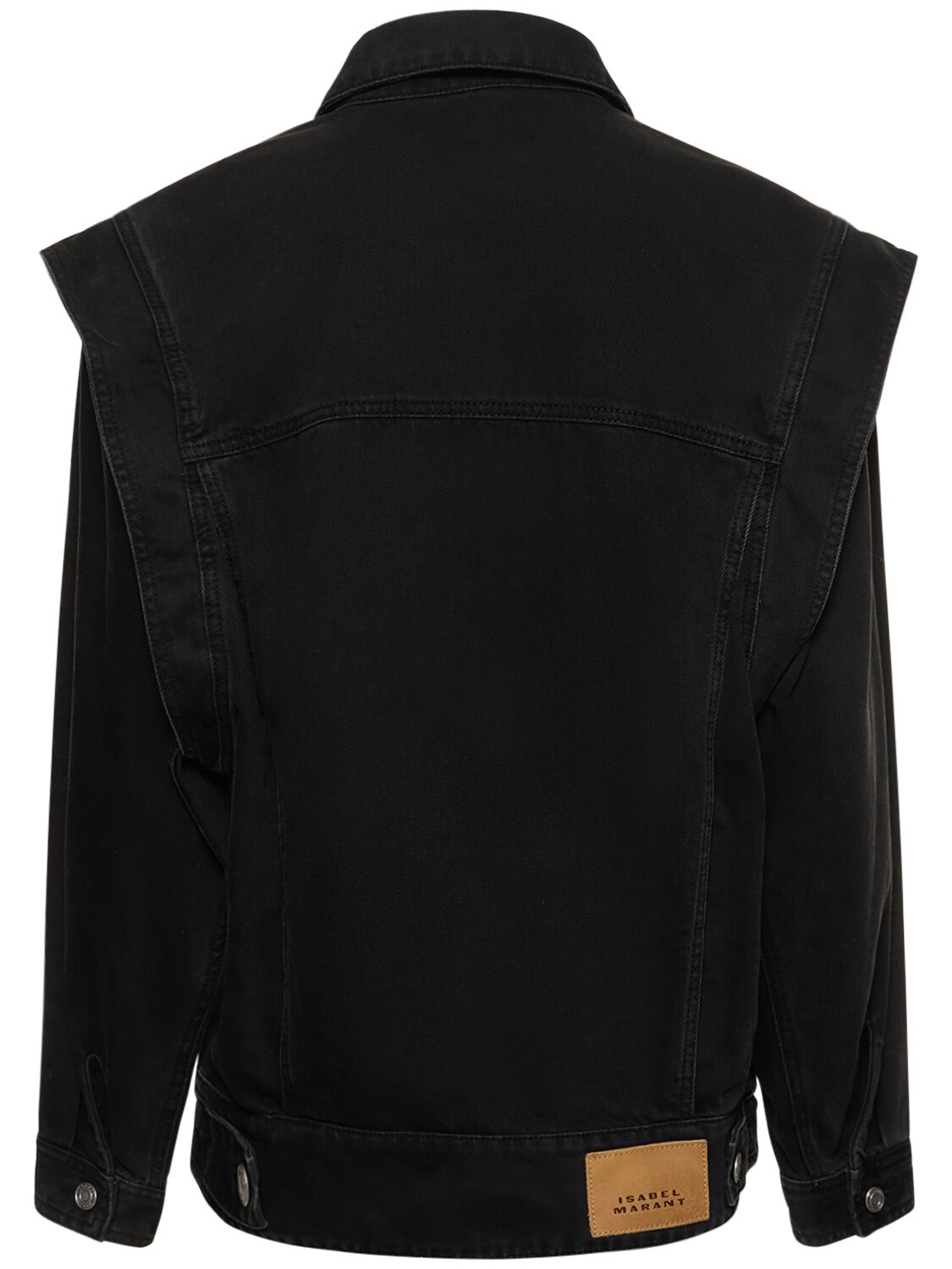 Shop Isabel Marant Harmon Cotton Jacket W/ Shirt Collar In Washed Black