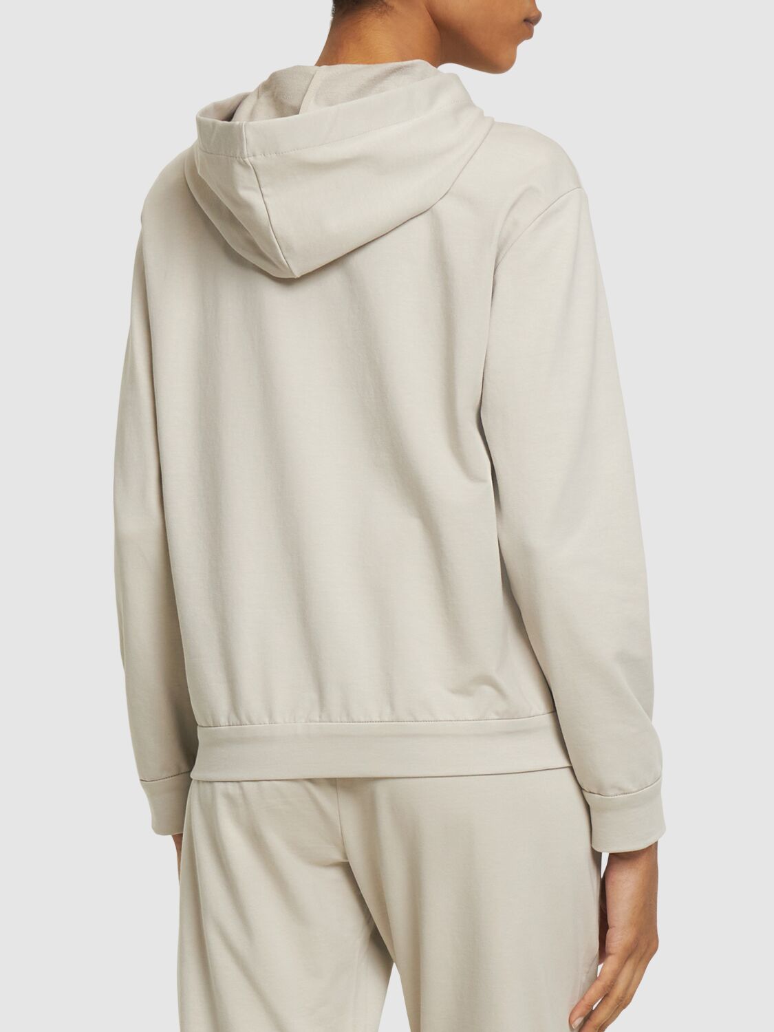 Shop Brunello Cucinelli Cotton Jersey Zip Hoodie In Light Grey